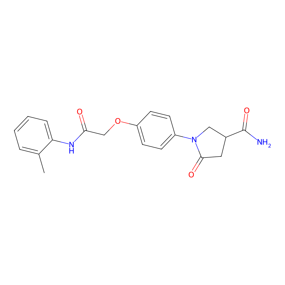1-[4-[2-(2-Methylanilino)-2-oxoethoxy]phenyl]-5-oxopyrrolidine-3-carboxamide molecular structure, CAS 462091-80-1