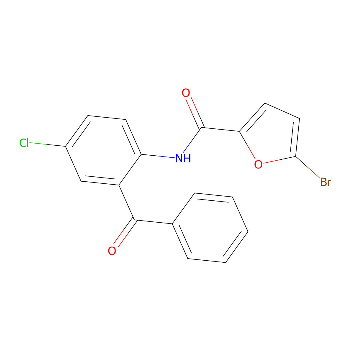 N-(2-benzoyl-4-chlorophenyl)-5-bromo-2-furamide molecular structure, CAS 462095-42-7