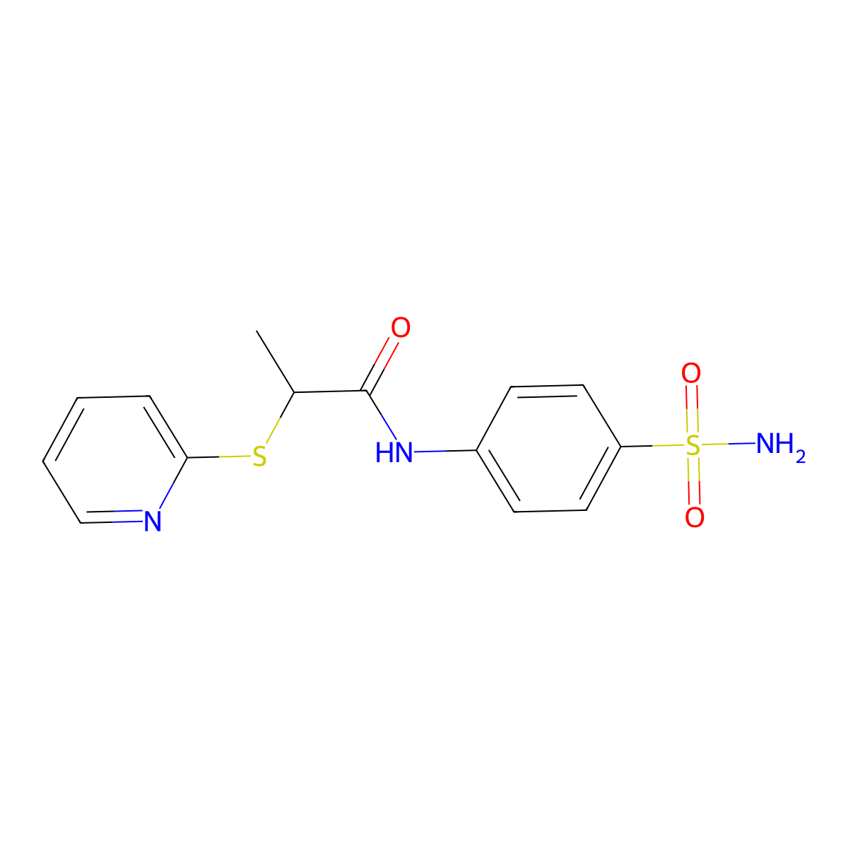 2-(pyridin-2-ylsulfanyl)-N-(4-sulfamoylphenyl)propanamide molecular structure, CAS 462095-52-9