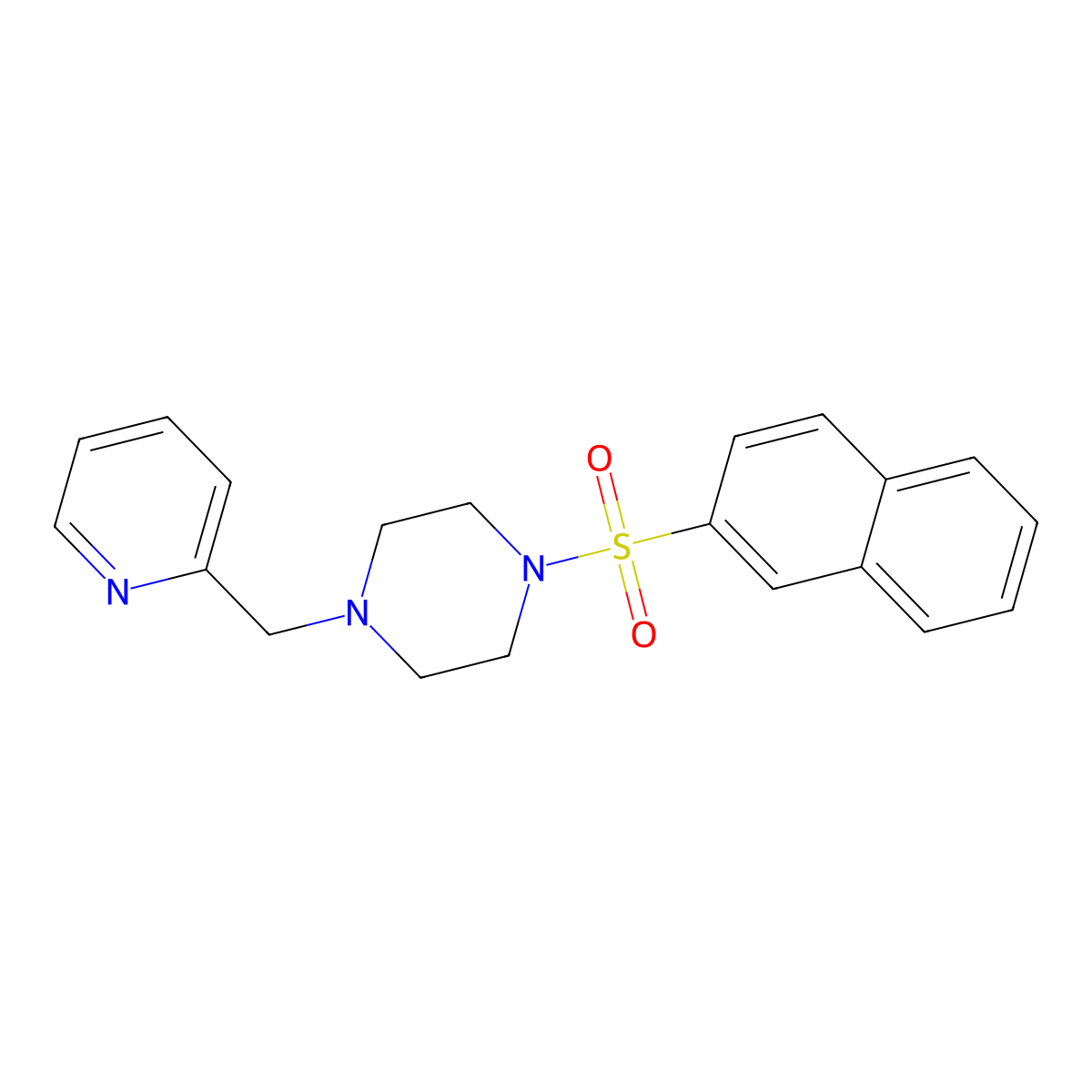 1-Naphthalen-2-ylsulfonyl-4-(pyridin-2-ylmethyl)piperazine molecular structure, CAS 462096-20-4