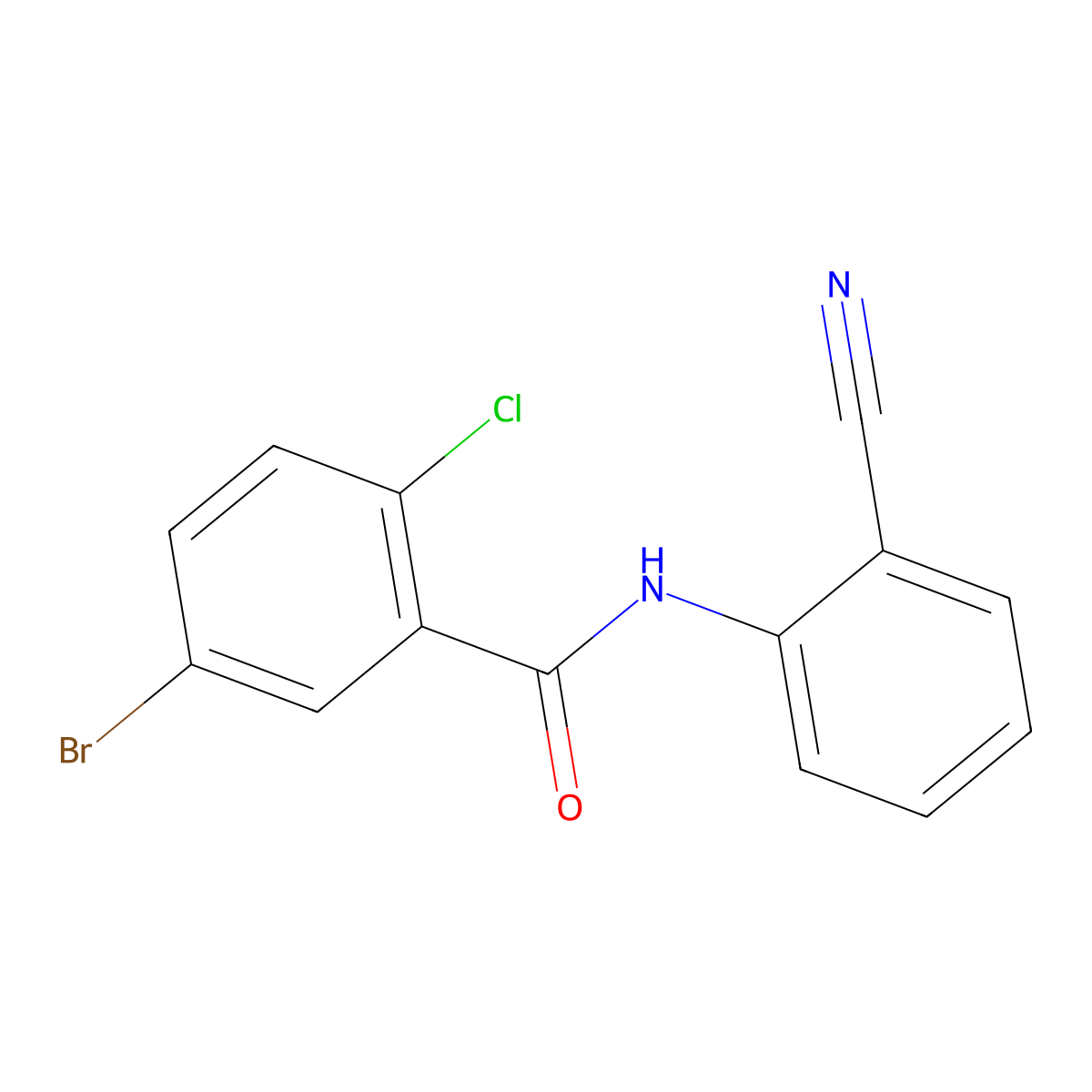 5-bromo-2-chloro-N-(2-cyanophenyl)benzamide molecular structure, CAS 462096-34-0
