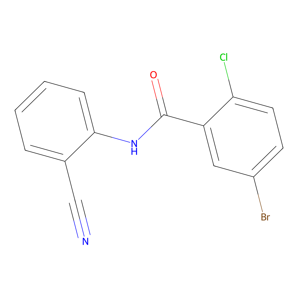 5-bromo-2-chloro-N-(2-cyanophenyl)benzamide molecular structure, CAS 462096-34-0