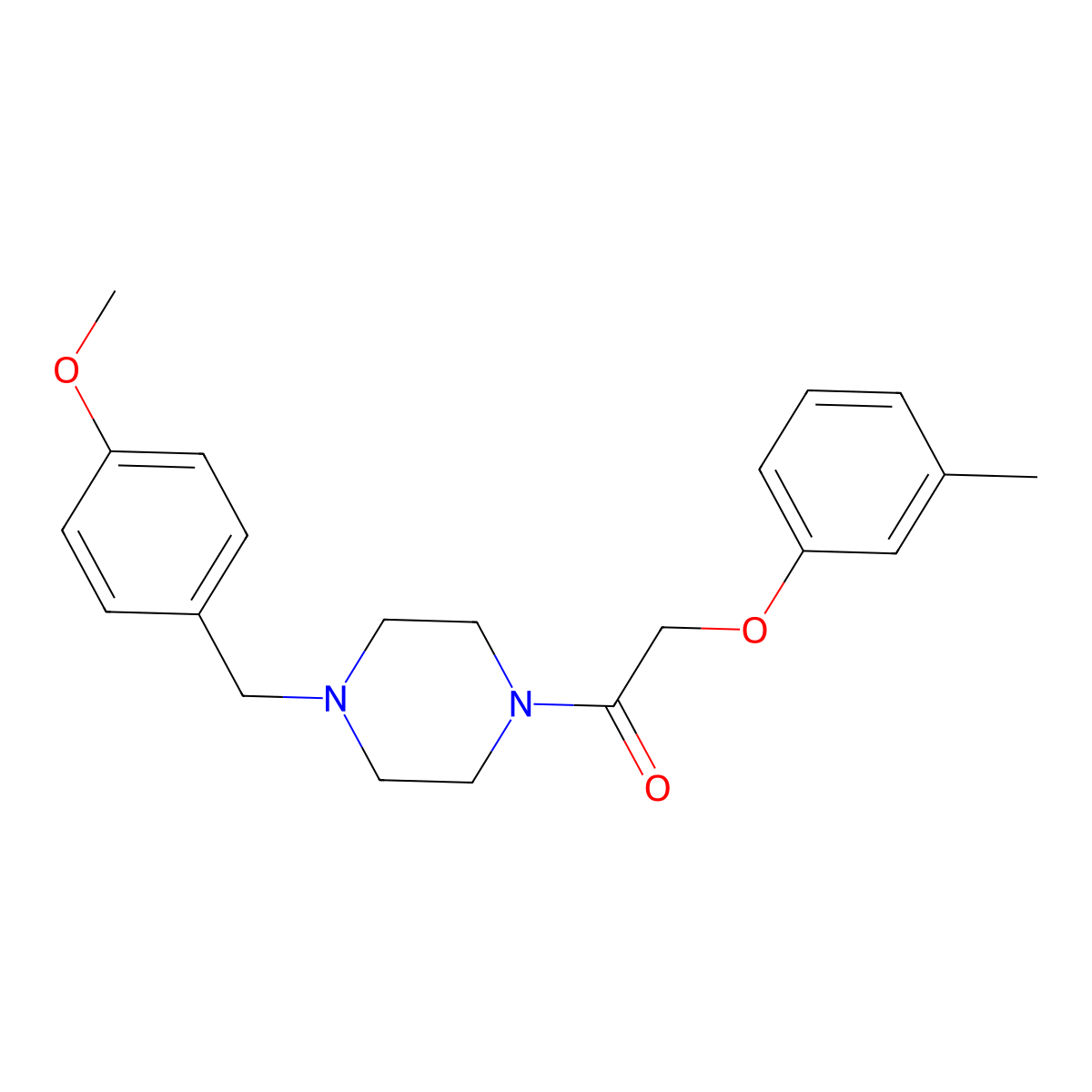1-[4-[(4-Methoxyphenyl)methyl]piperazin-1-yl]-2-(3-methylphenoxy)ethanone molecular structure, CAS 462096-71-5