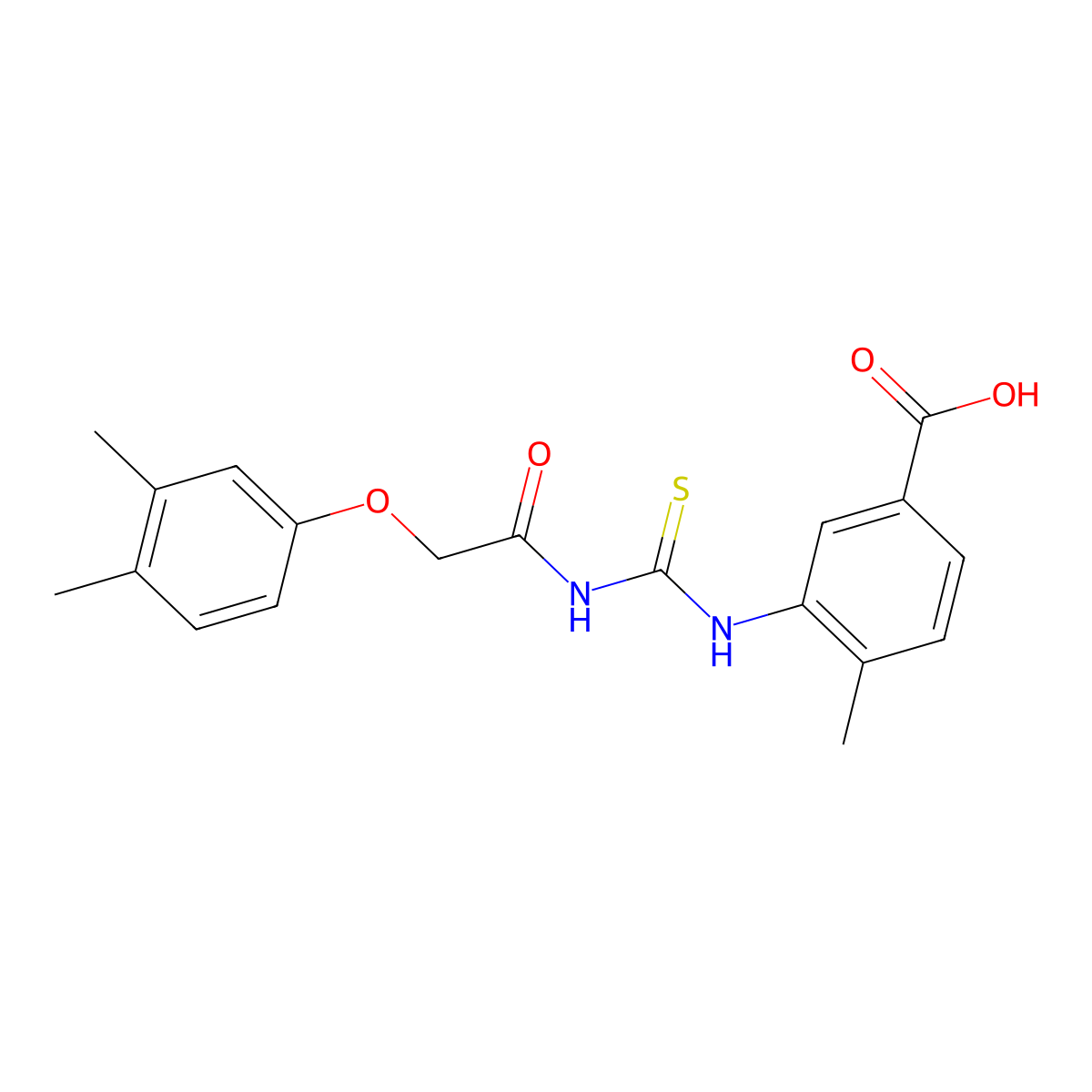 3-({[(3,4-Dimethylphenoxy)acetyl]carbamothioyl}amino)-4-methylbenzoic acid molecular structure, CAS 462096-83-9