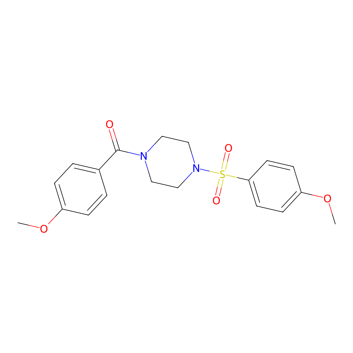 (4-Methoxyphenyl)-[4-(4-methoxyphenyl)sulfonylpiperazin-1-yl]methanone molecular structure, CAS 462097-08-1