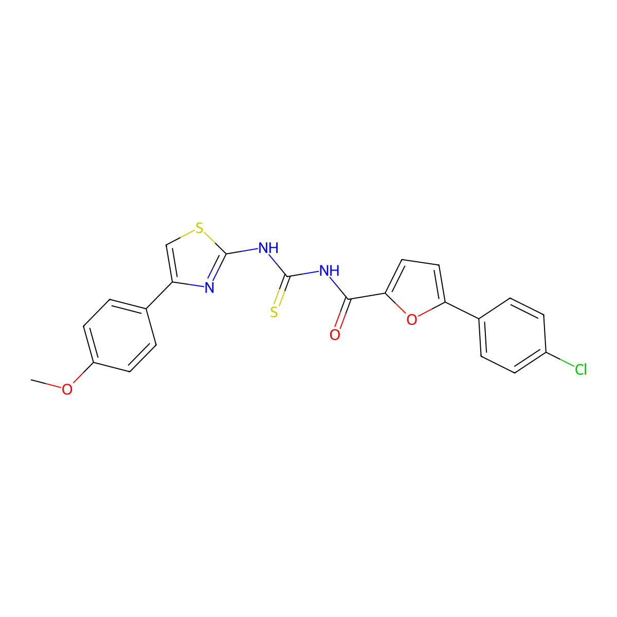 5-(4-chlorophenyl)-N-[[4-(4-methoxyphenyl)-1,3-thiazol-2-yl]carbamothioyl]furan-2-carboxamide molecular structure, CAS 462097-15-0