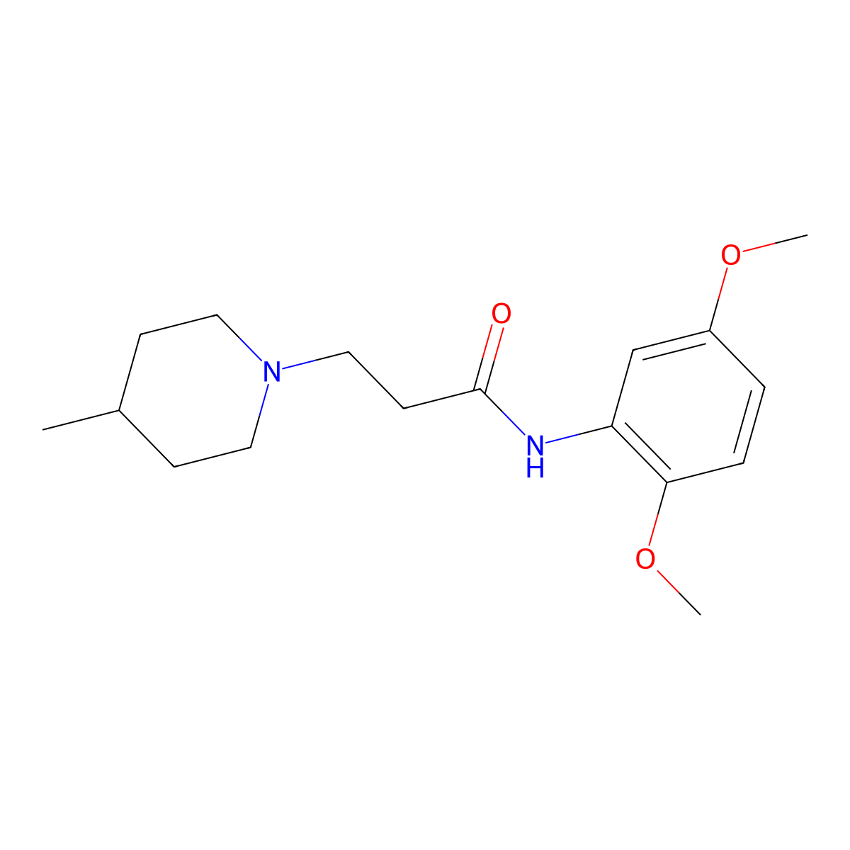 N-(2,5-dimethoxyphenyl)-3-(4-methylpiperidin-1-yl)propanamide molecular structure, CAS 462097-16-1