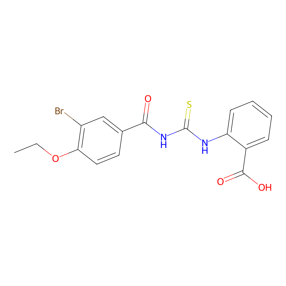2-({[(3-Bromo-4-ethoxyphenyl)carbonyl]carbamothioyl}amino)benzoic acid molecular structure, CAS 462097-62-7