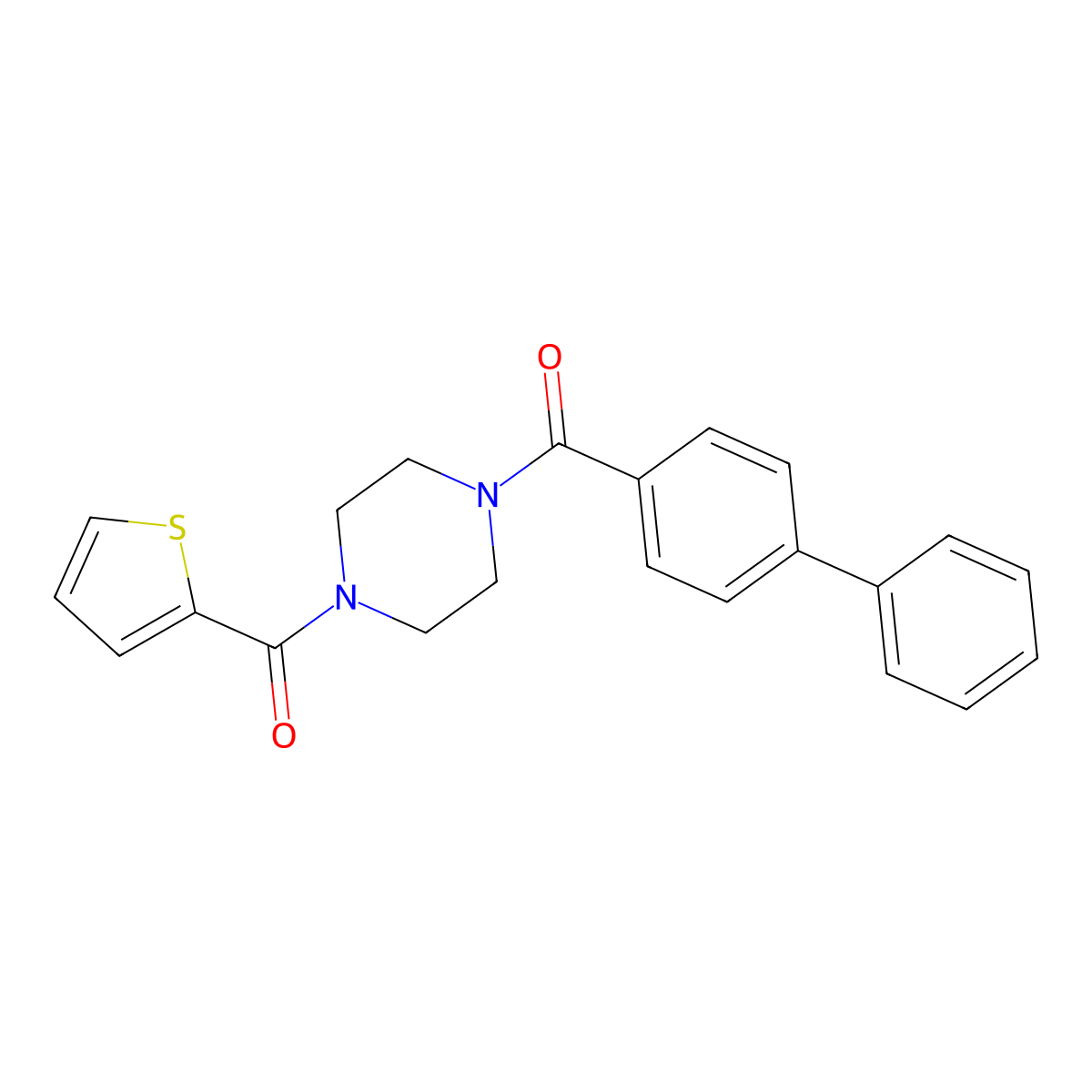 Biphenyl-4-yl[4-(thiophen-2-ylcarbonyl)piperazin-1-yl]methanone molecular structure, CAS 462097-71-8