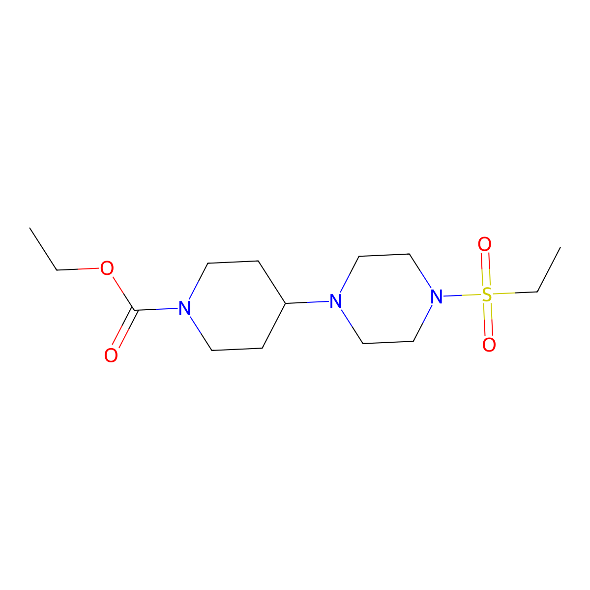 Ethyl 4-(4-(ethylsulfonyl)piperazin-1-yl)piperidine-1-carboxylate molecular structure, CAS 462097-94-5