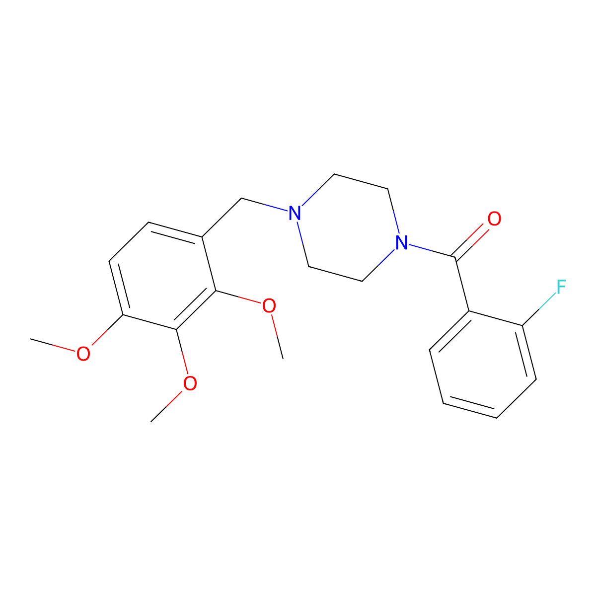 1-(2-Fluorobenzoyl)-4-(2,3,4-trimethoxybenzyl)piperazine molecular structure, CAS 462098-00-6