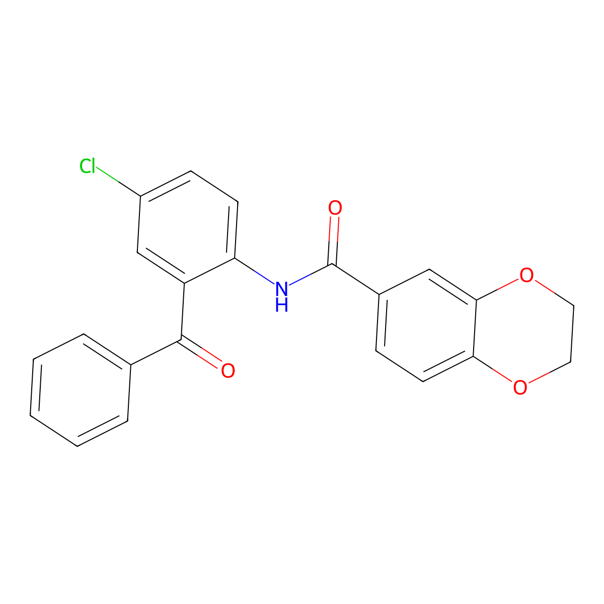 N-(2-benzoyl-4-chlorophenyl)-2,3-dihydro-1,4-benzodioxine-6-carboxamide molecular structure, CAS 462098-66-4