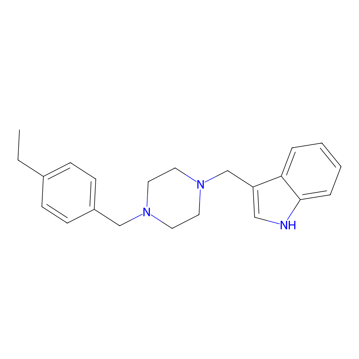 3-[[4-[(4-ethylphenyl)methyl]piperazin-1-yl]methyl]-1H-indole molecular structure, CAS 462098-72-2