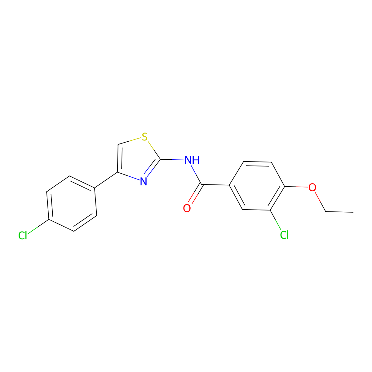 3-chloro-N-[4-(4-chlorophenyl)-1,3-thiazol-2-yl]-4-ethoxybenzamide molecular structure, CAS 462098-80-2
