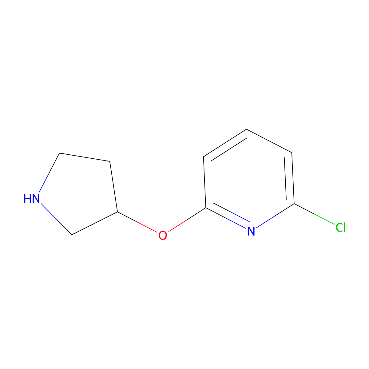 2-Chloro-6-(pyrrolidin-3-yloxy)pyridine molecular structure, CAS 462114-41-6