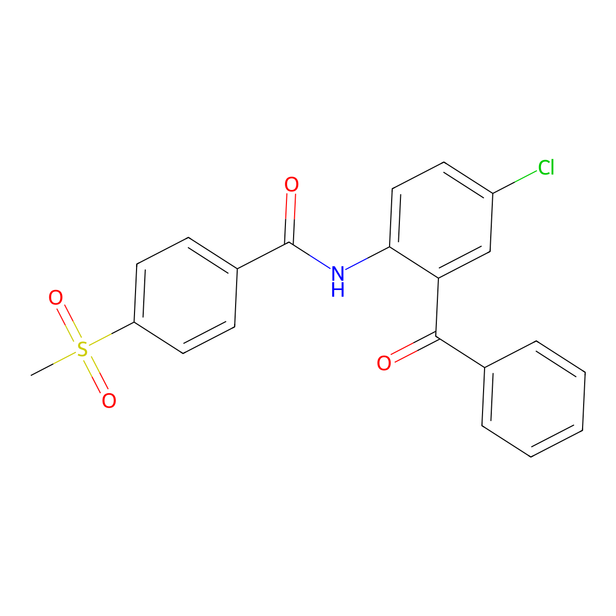 N-(2-benzoyl-4-chlorophenyl)-4-methylsulfonylbenzamide molecular structure, CAS 462120-55-4
