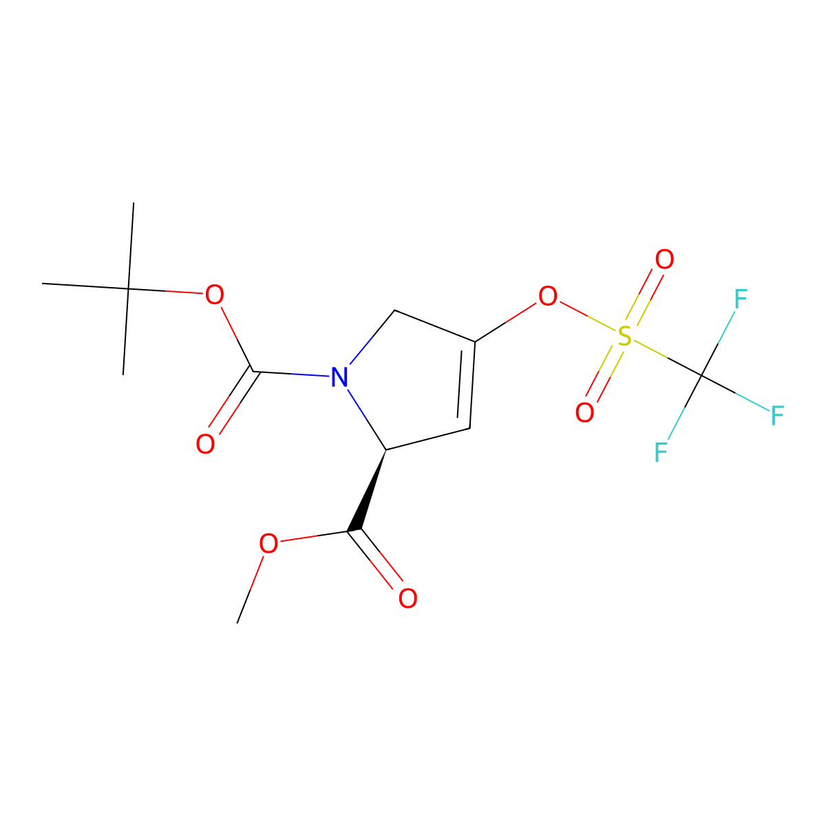 (S)-1-tert-Butyl 2-methyl 4-(((trifluoromethyl)sulfonyl)oxy)-1H-pyrrole-1,2(2H,5H)-dicarboxylate molecular structure, CAS 462125-00-4