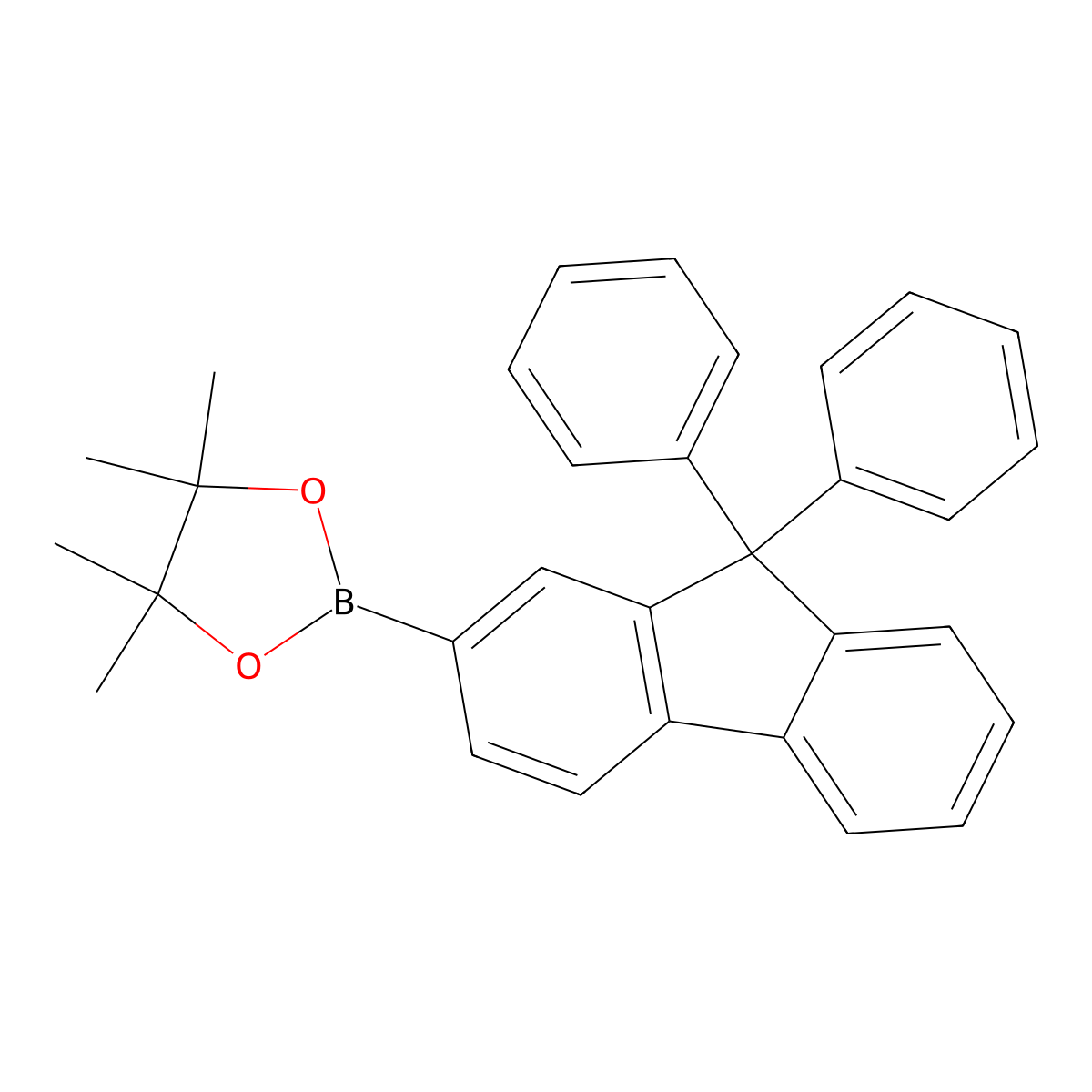 2-(9,9-diphenyl-9H-fluoren-2-yl)-4,4,5,5-tetramethyl-1,3,2-dioxaborolane molecular structure, CAS 462128-39-8