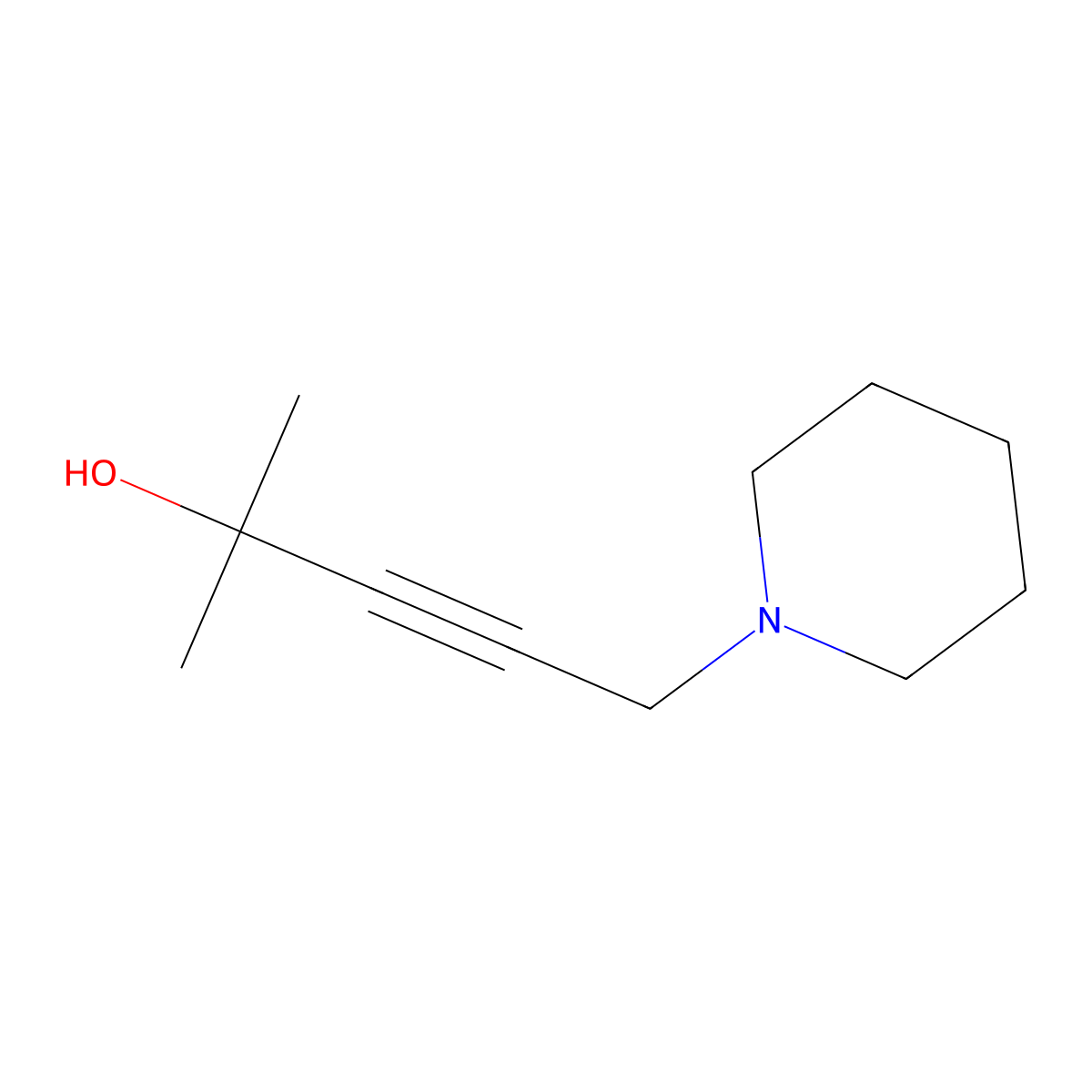 3-Pentyn-2-ol, 2-methyl-5-(1-piperidinyl)- molecular structure, CAS 46230-70-0