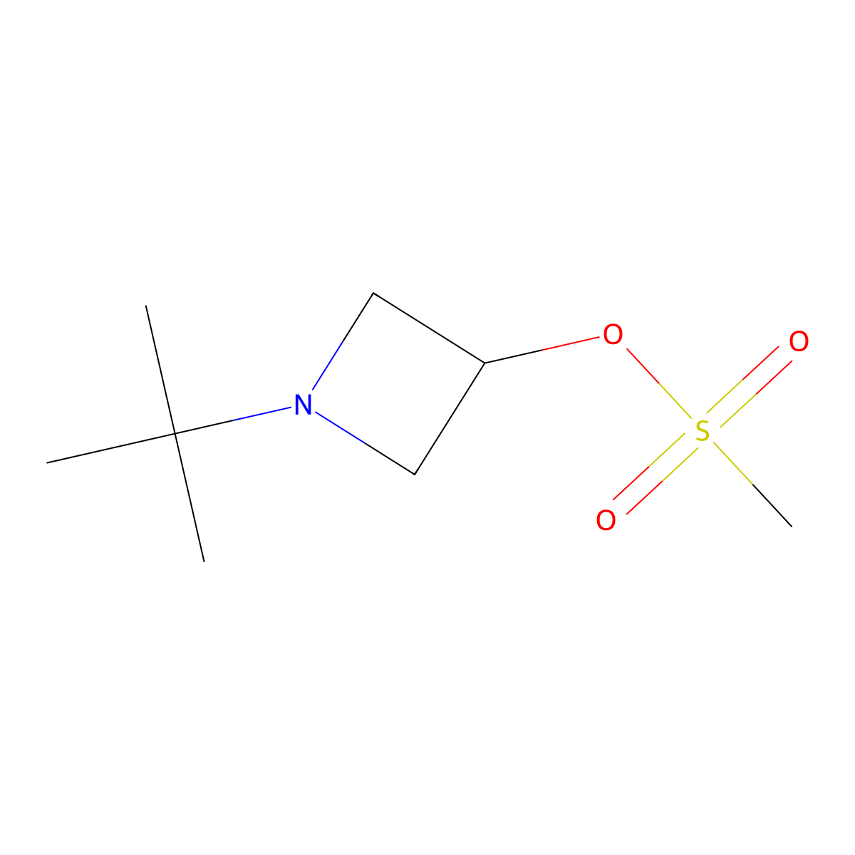 1-Tert-butylazetidin-3-yl methanesulfonate molecular structure, CAS 46236-54-8