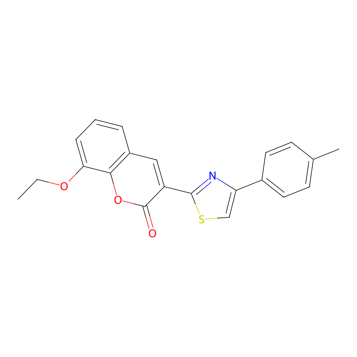 8-Ethoxy-3-[4-(4-methylphenyl)-1,3-thiazol-2-yl]chromen-2-one molecular structure, CAS 4626-16-8