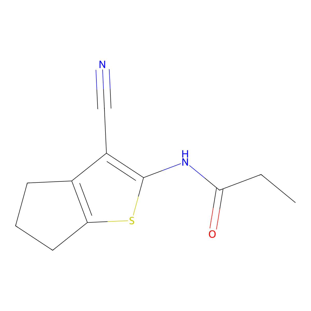 N-(3-cyano-5,6-dihydro-4H-cyclopenta[b]thiophen-2-yl)propanamide molecular structure, CAS 462601-97-4