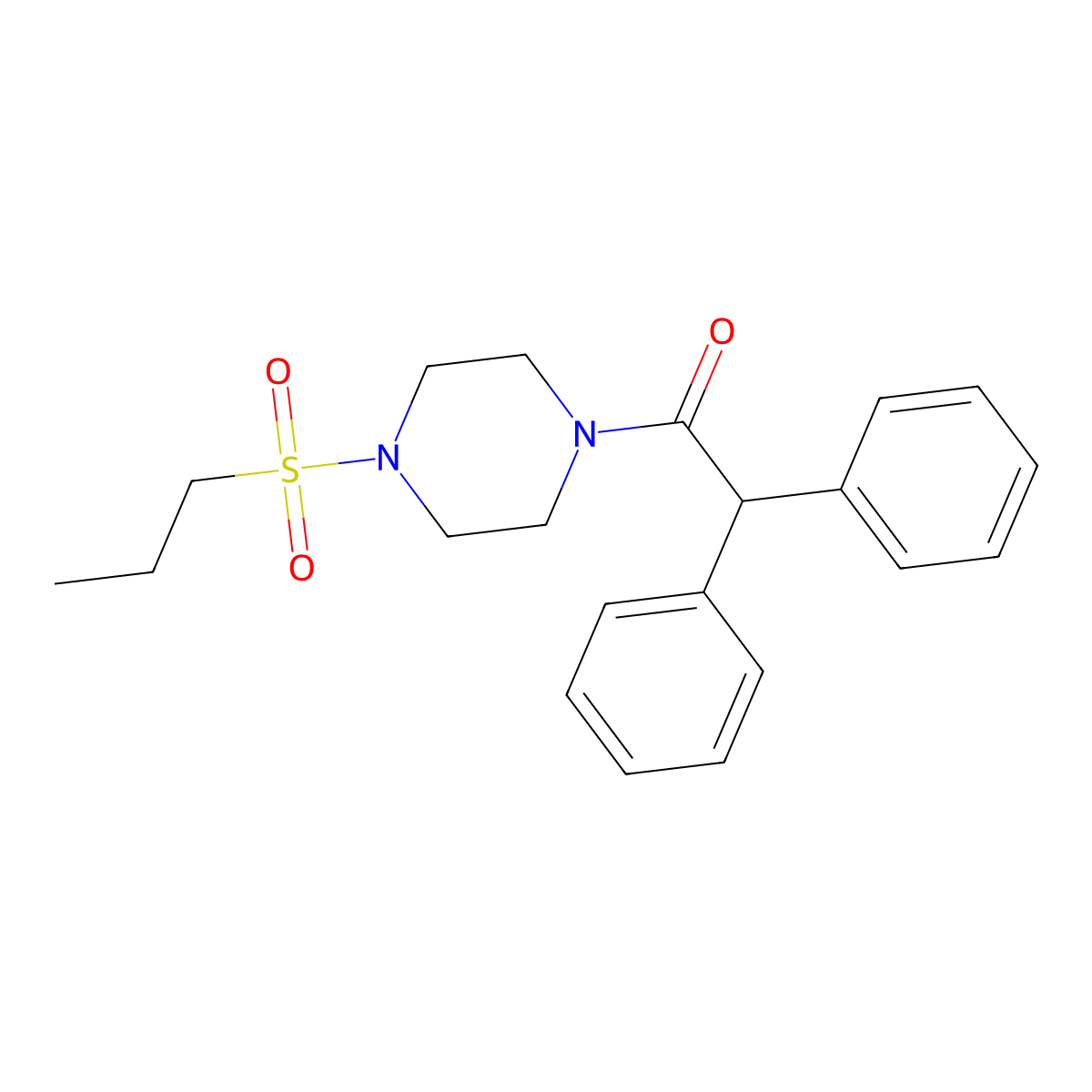 2,2-Diphenyl-1-(4-propylsulfonylpiperazin-1-yl)ethanone molecular structure, CAS 462602-43-3