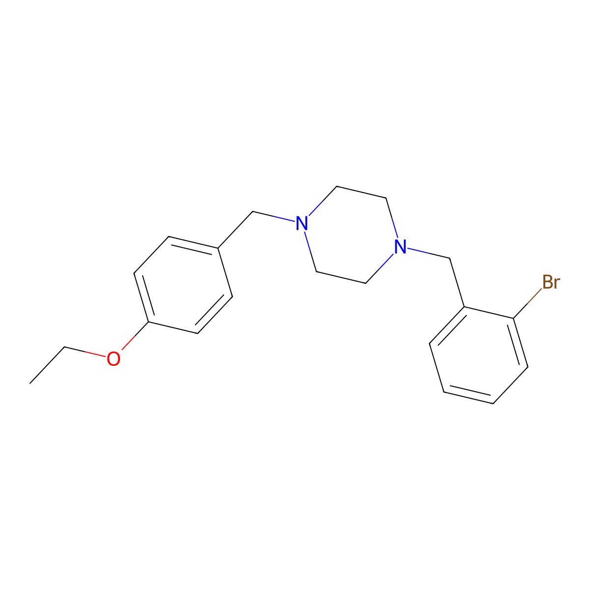 1-[(2-Bromophenyl)methyl]-4-[(4-ethoxyphenyl)methyl]piperazine molecular structure, CAS 462602-54-6