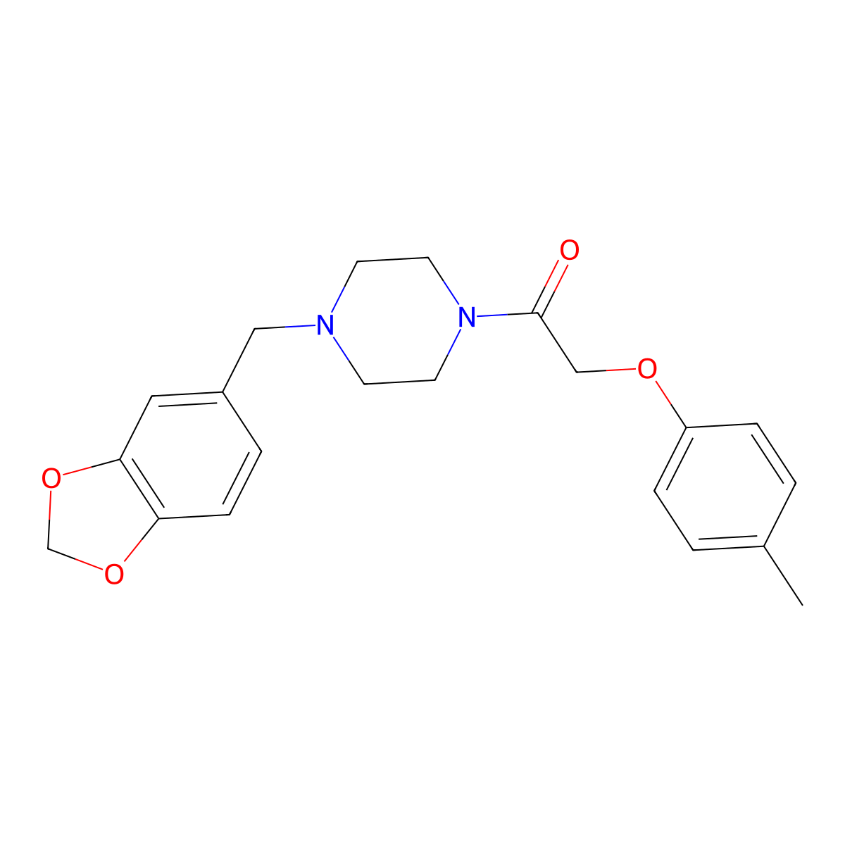 1-[4-(1,3-Benzodioxol-5-ylmethyl)piperazin-1-yl]-2-(4-methylphenoxy)ethanone molecular structure, CAS 462602-96-6