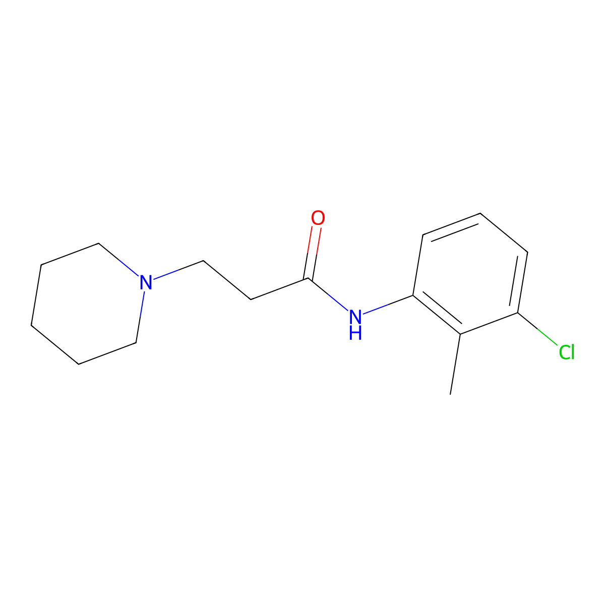 N-(3-chloro-2-methylphenyl)-3-(piperidin-1-yl)propanamide molecular structure, CAS 462603-38-9