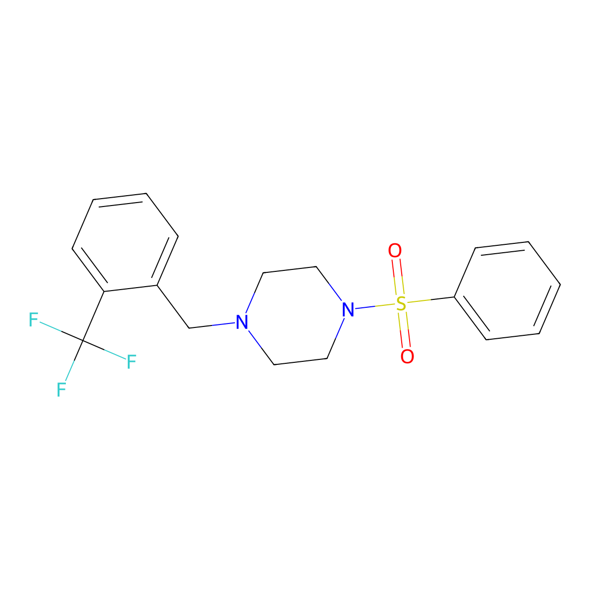 1-(Phenylsulfonyl)-4-[2-(trifluoromethyl)benzyl]piperazine molecular structure, CAS 462603-62-9