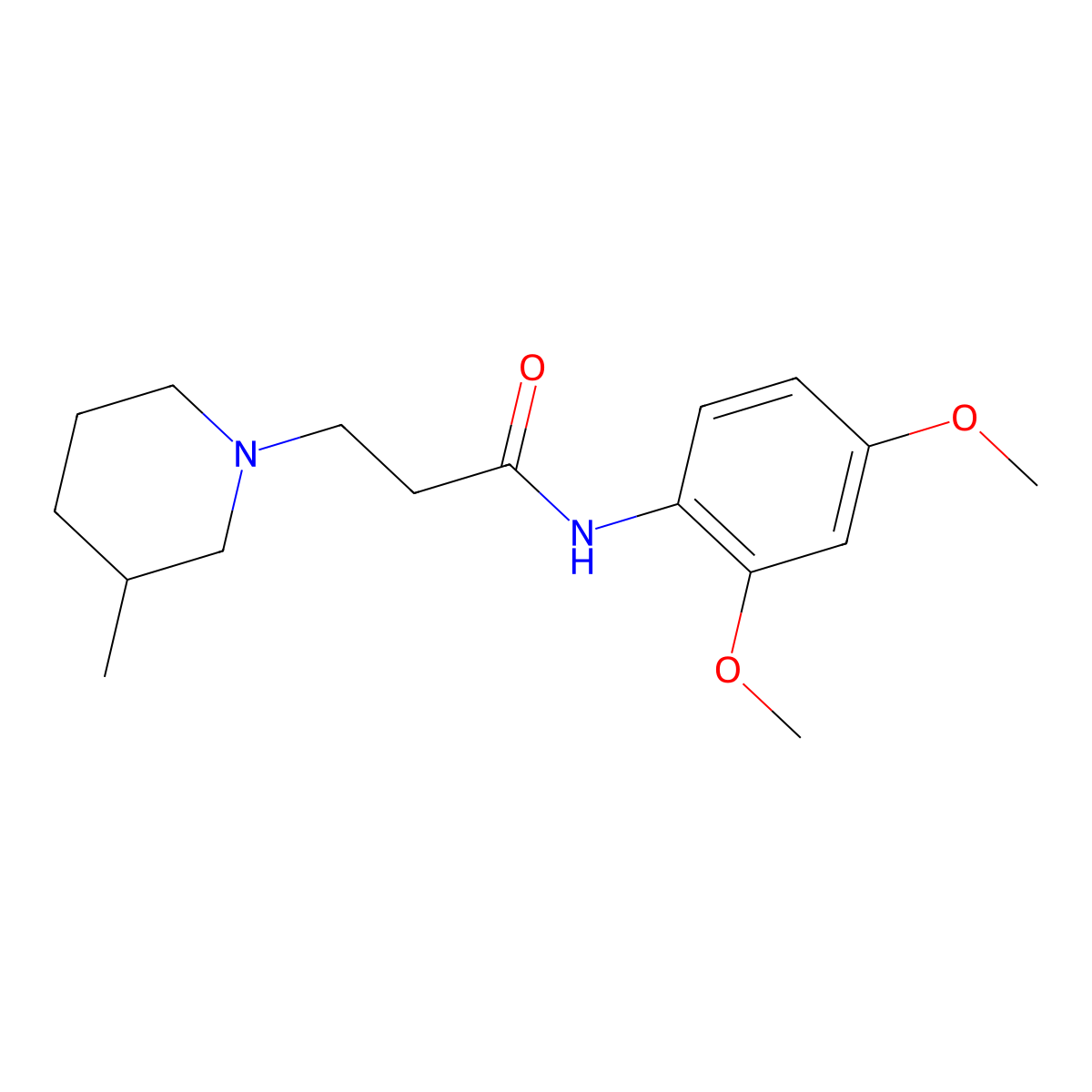 N-(2,4-dimethoxyphenyl)-3-(3-methylpiperidin-1-yl)propanamide molecular structure, CAS 462604-03-1