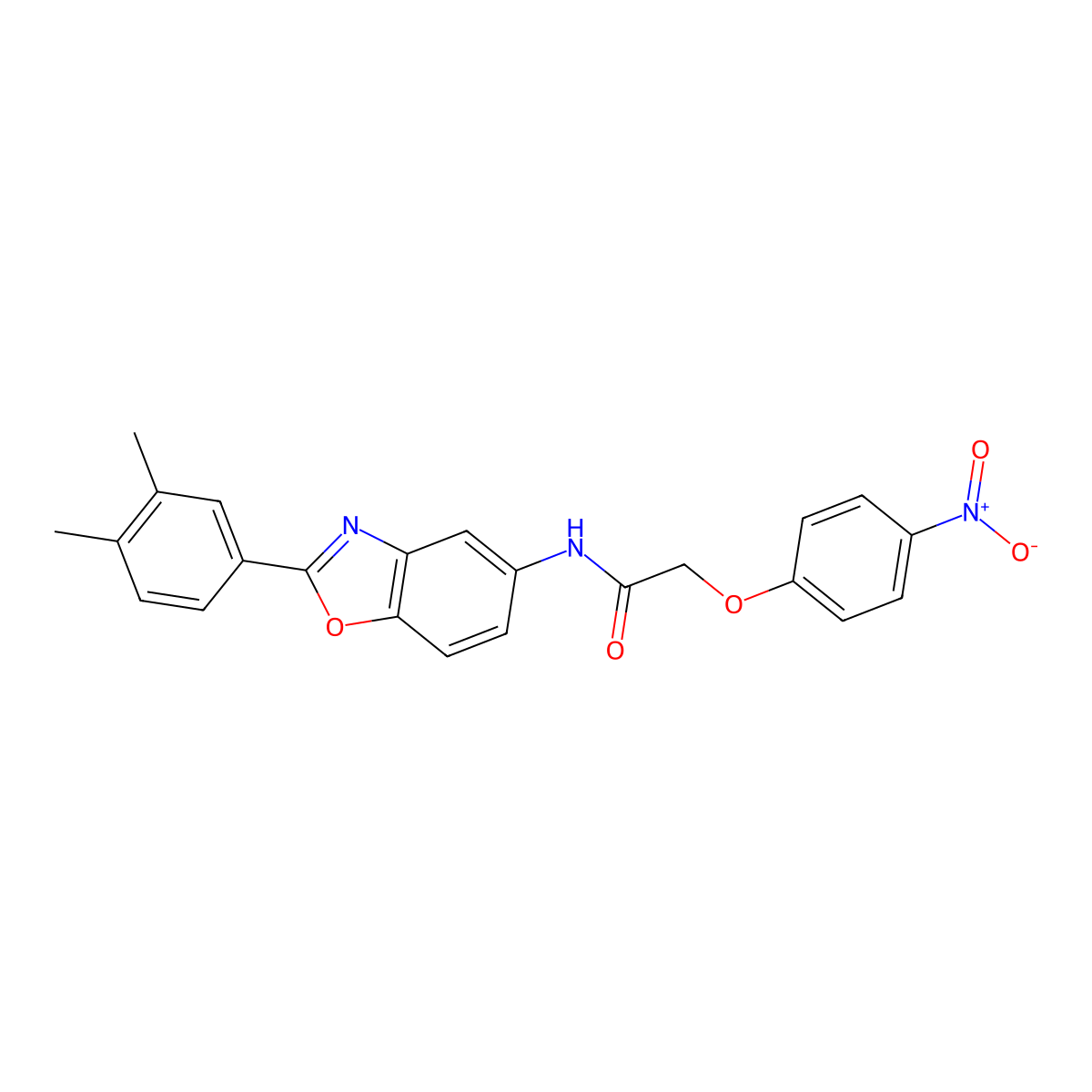 N-[2-(3,4-dimethylphenyl)-1,3-benzoxazol-5-yl]-2-(4-nitrophenoxy)acetamide molecular structure, CAS 462604-76-8