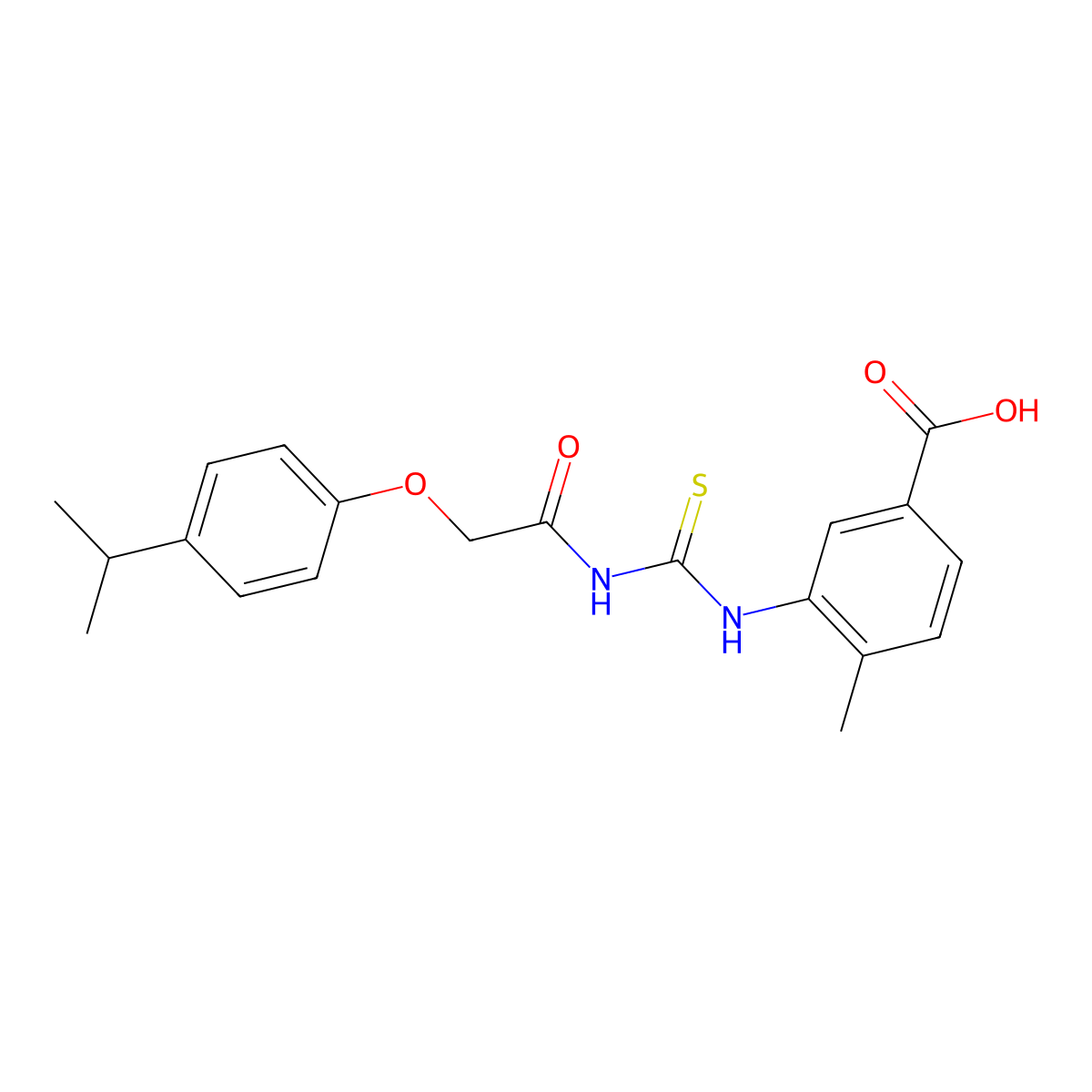 4-Methyl-3-[({[4-(propan-2-yl)phenoxy]acetyl}carbamothioyl)amino]benzoic acid molecular structure, CAS 462604-88-2