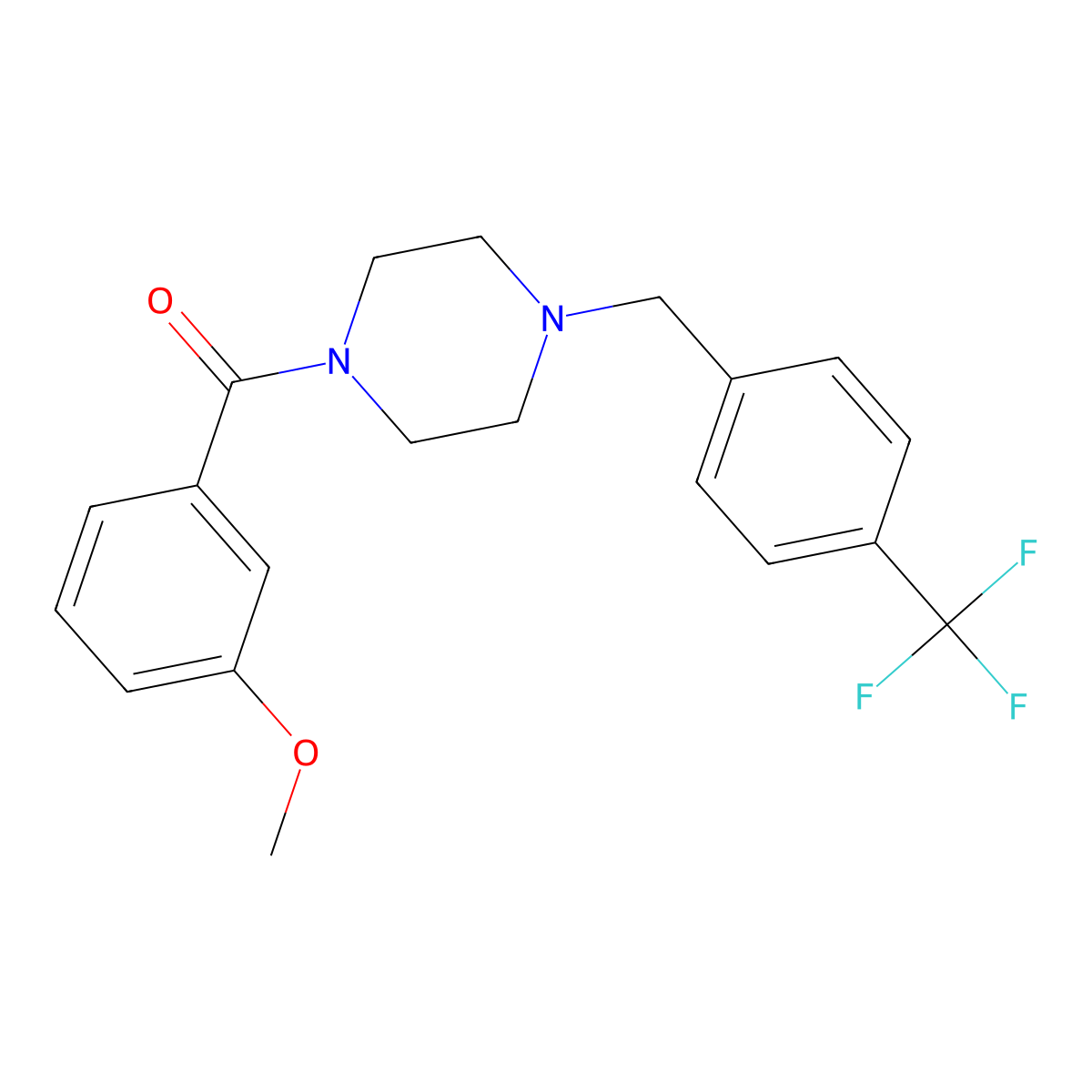 (3-Methoxyphenyl)-[4-[[4-(trifluoromethyl)phenyl]methyl]piperazin-1-yl]methanone molecular structure, CAS 462605-14-7