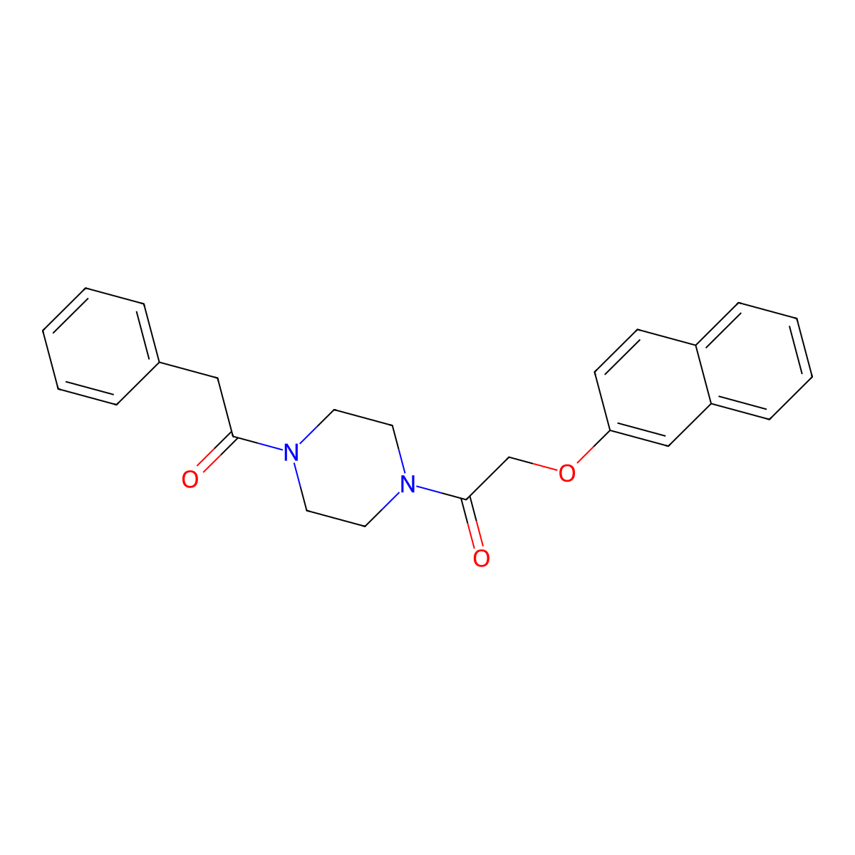 2-Naphthyl 2-oxo-2-[4-(phenylacetyl)-1-piperazinyl]ethyl ether molecular structure, CAS 462606-38-8