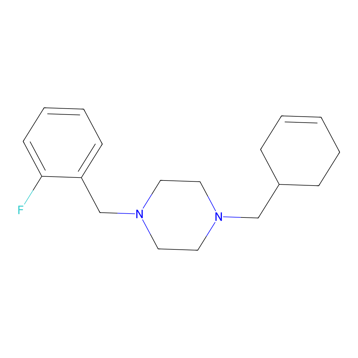 1-(Cyclohex-3-en-1-ylmethyl)-4-[(2-fluorophenyl)methyl]piperazine molecular structure, CAS 462606-47-9