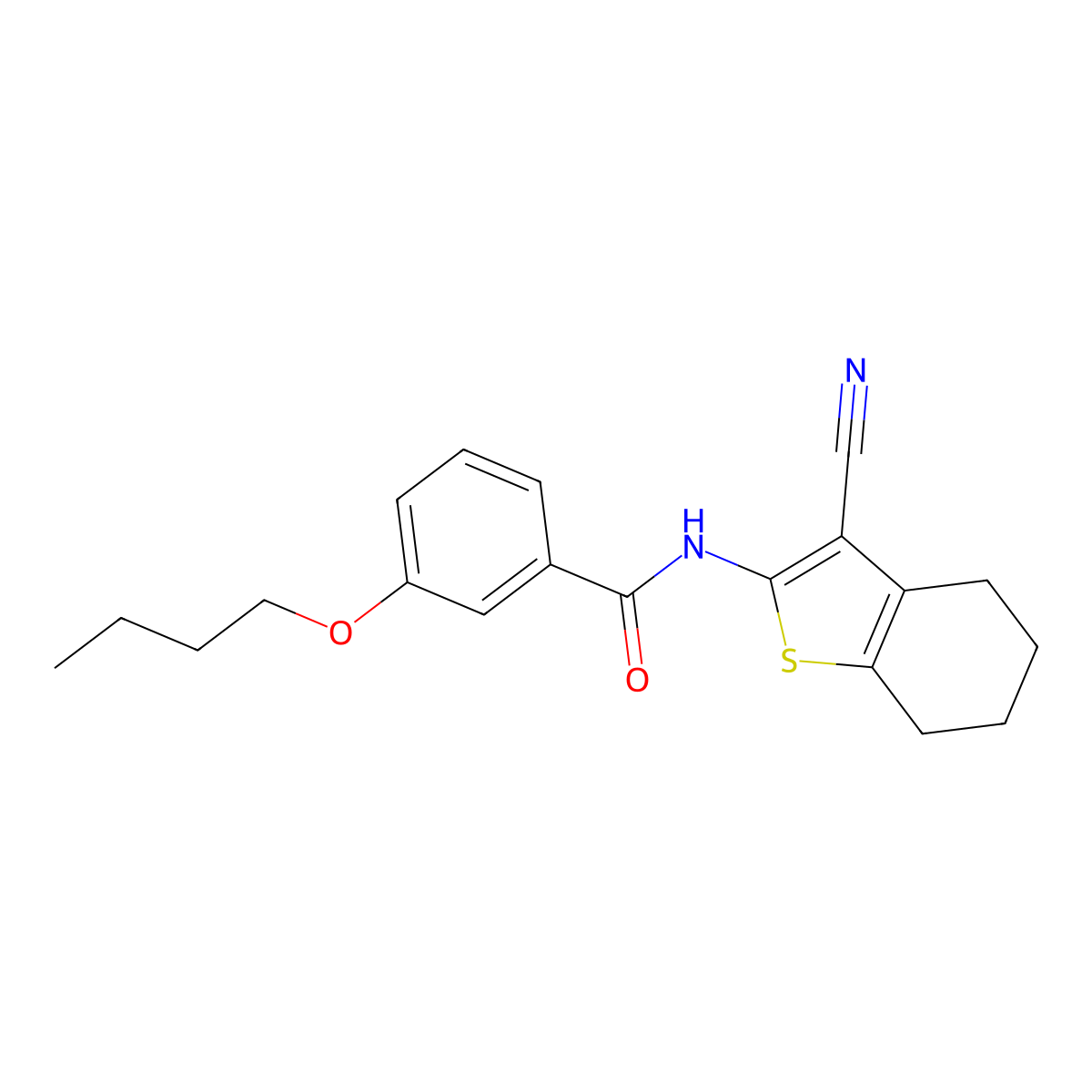 3-butoxy-N-(3-cyano-4,5,6,7-tetrahydro-1-benzothiophen-2-yl)benzamide molecular structure, CAS 462613-17-8