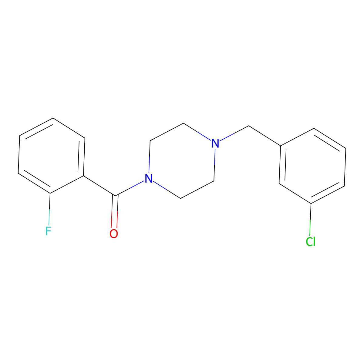 [4-[(3-Chlorophenyl)methyl]piperazin-1-yl]-(2-fluorophenyl)methanone molecular structure, CAS 462613-66-7
