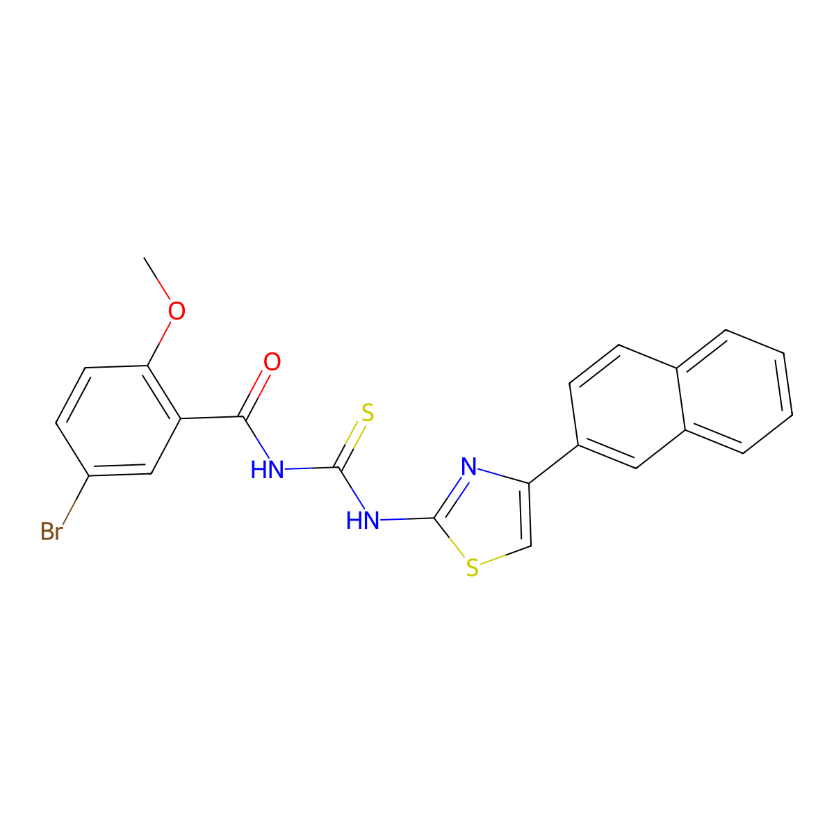 5-bromo-2-methoxy-N-[(4-naphthalen-2-yl-1,3-thiazol-2-yl)carbamothioyl]benzamide molecular structure, CAS 462613-69-0