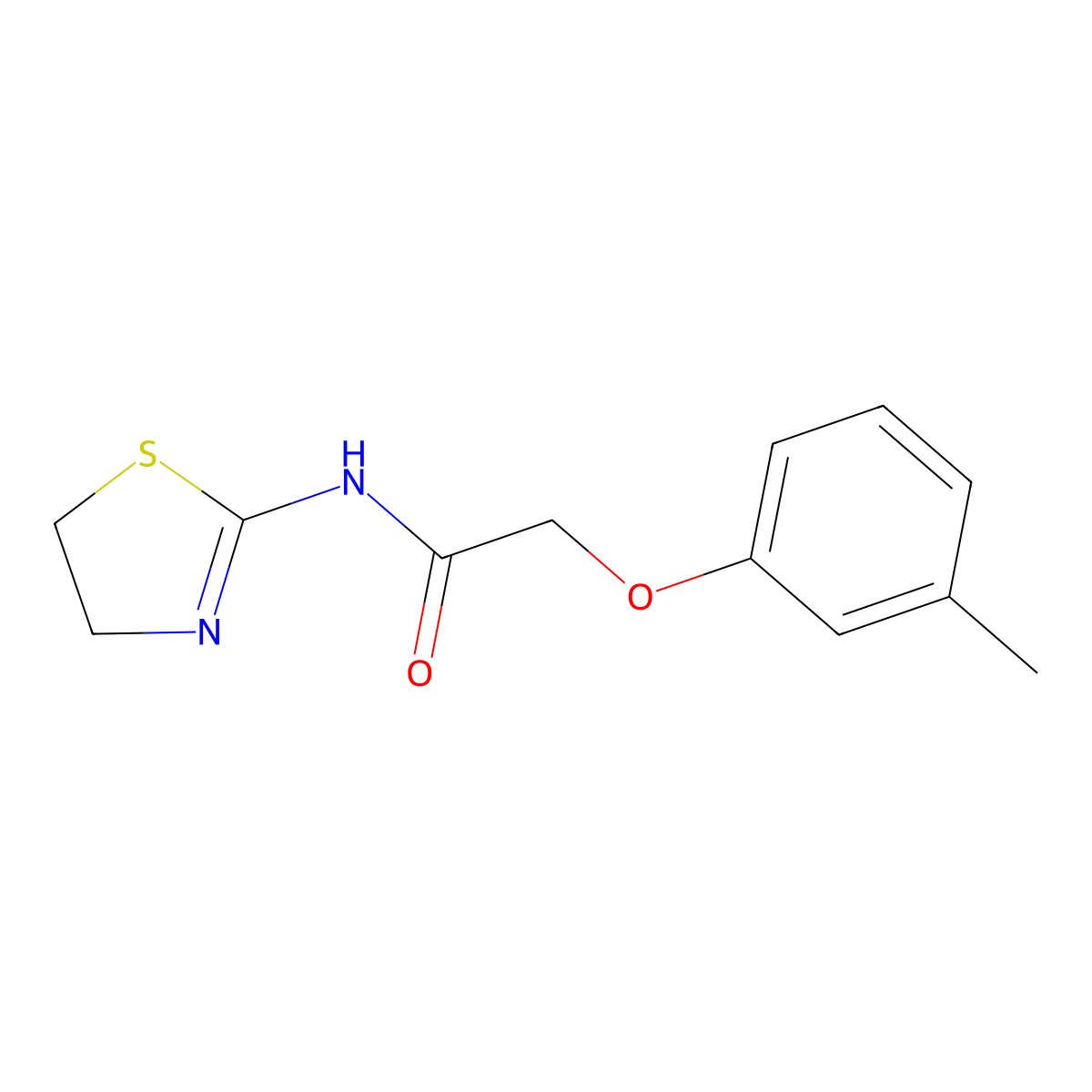 N-(4,5-dihydro-1,3-thiazol-2-yl)-2-(3-methylphenoxy)acetamide molecular structure, CAS 462614-35-3
