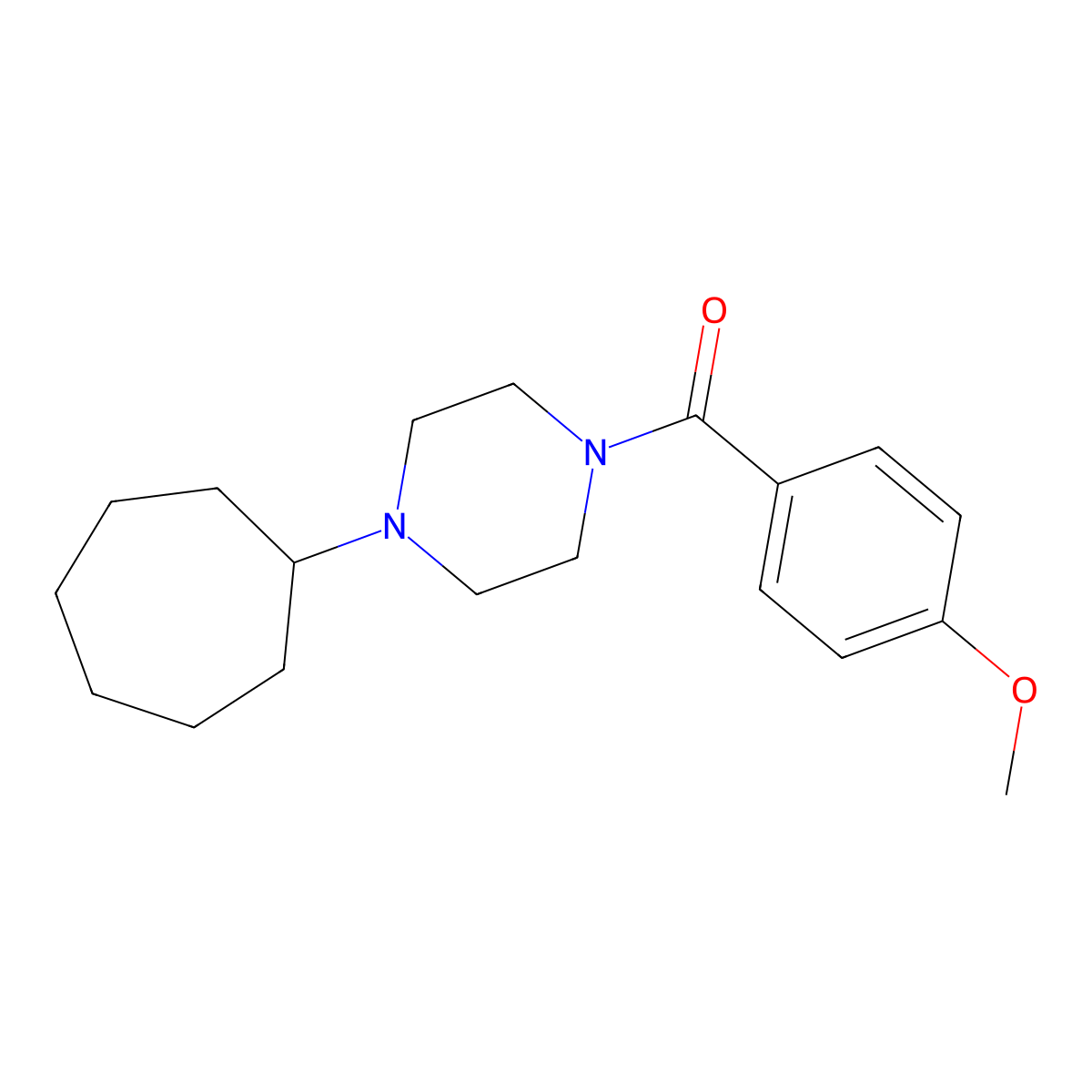 1-Cycloheptyl-4-(4-methoxybenzoyl)piperazine molecular structure, CAS 462614-61-5