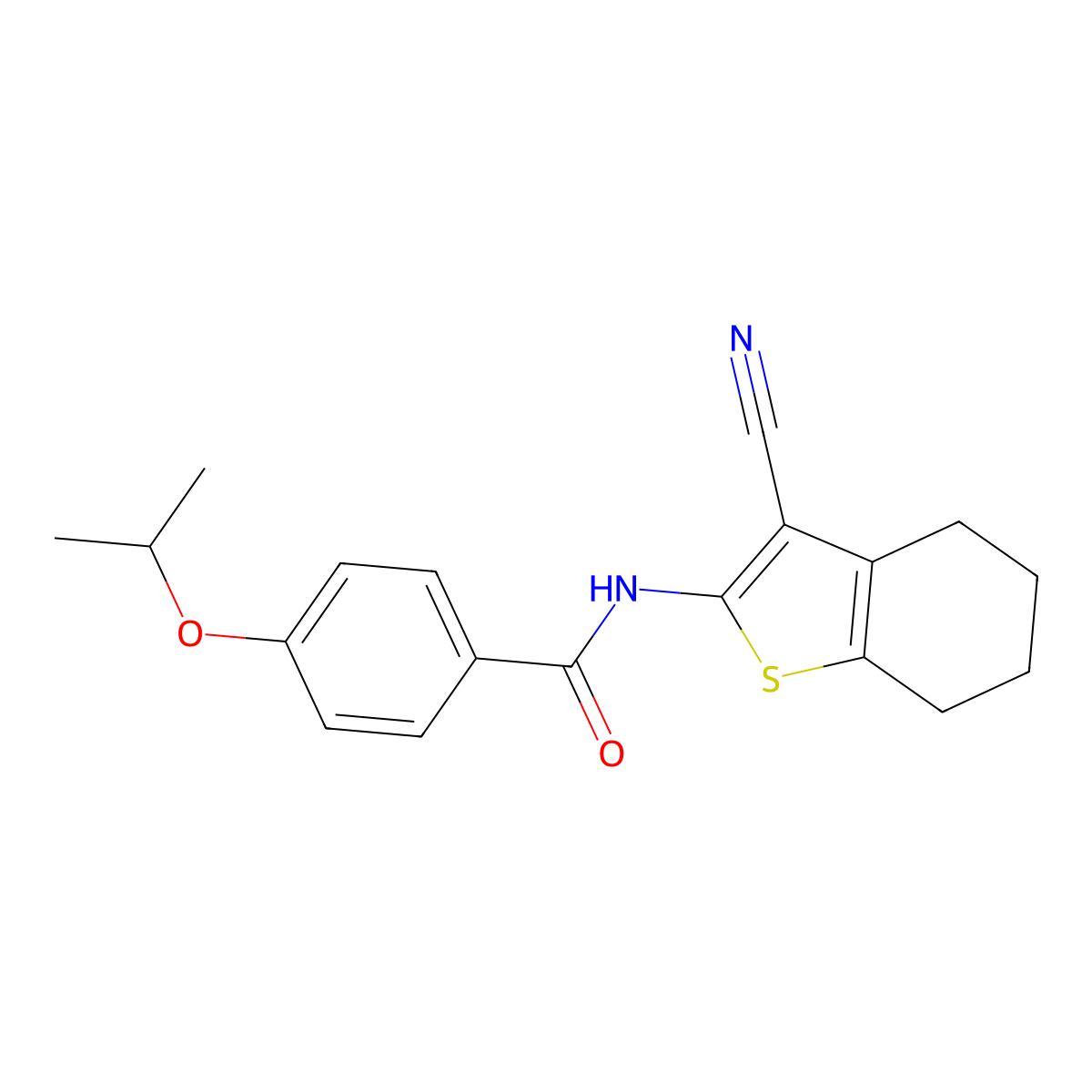 N-(3-cyano-4,5,6,7-tetrahydro-1-benzothiophen-2-yl)-4-(propan-2-yloxy)benzamide molecular structure, CAS 462614-69-3