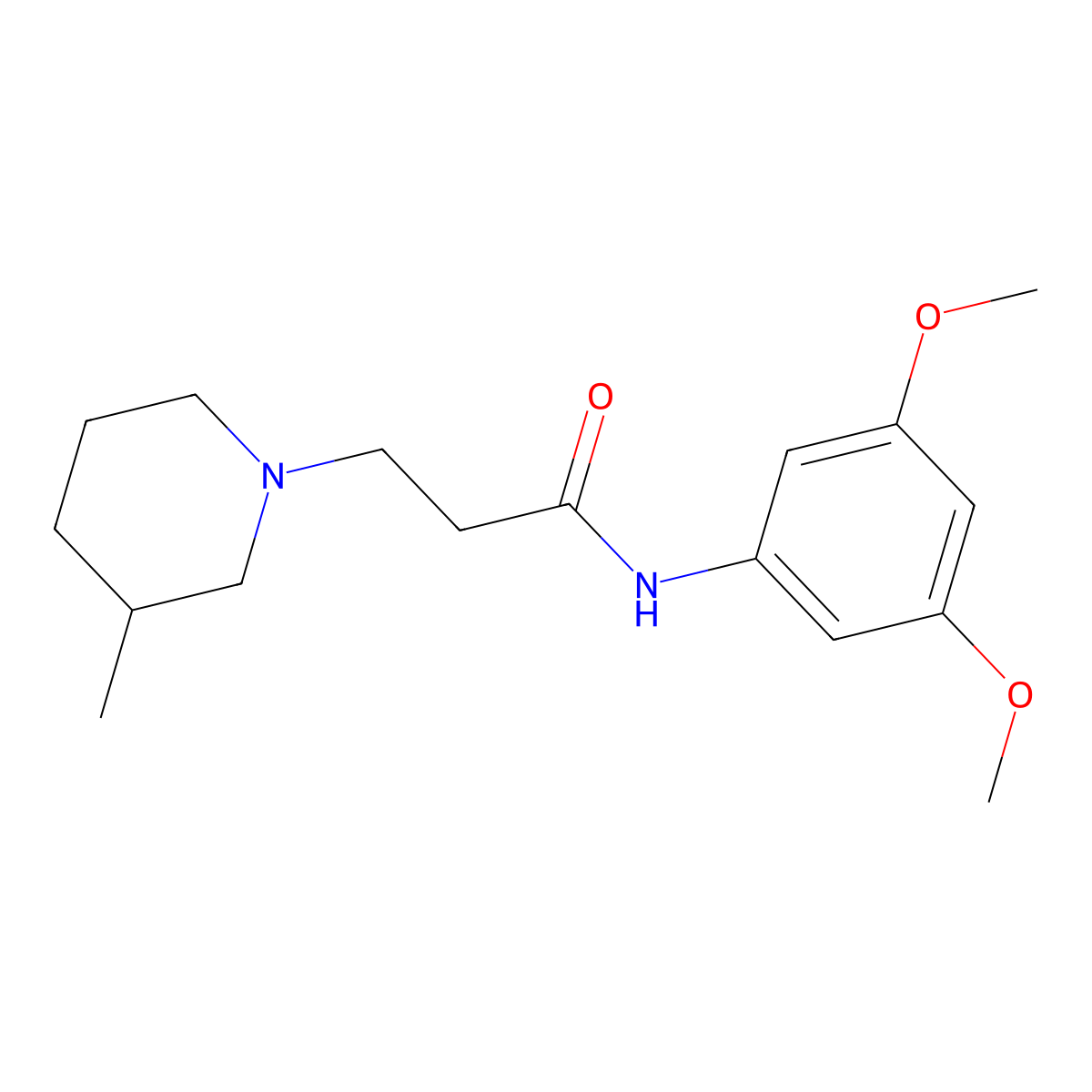 N-(3,5-dimethoxyphenyl)-3-(3-methylpiperidin-1-yl)propanamide molecular structure, CAS 462615-11-8
