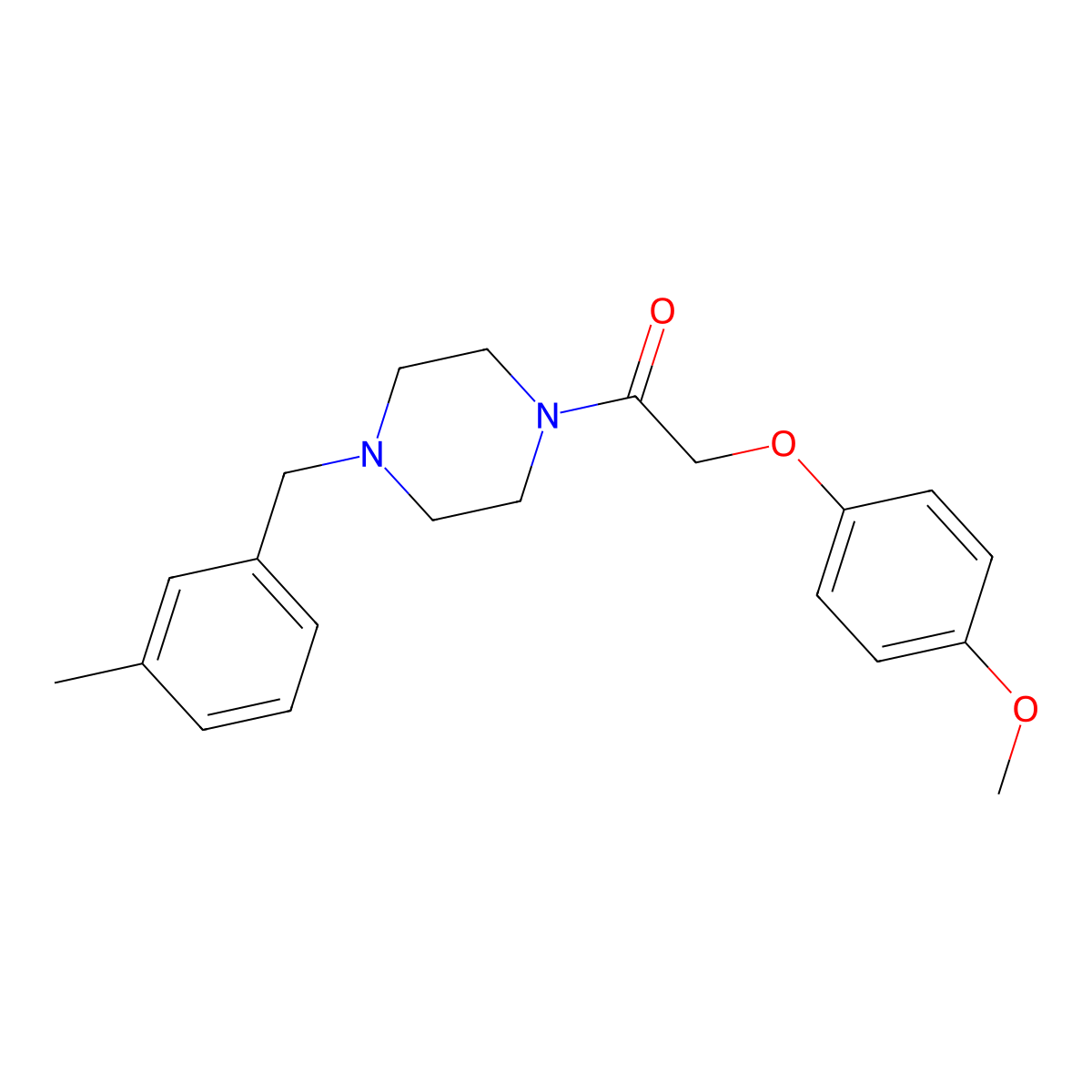 2-(4-Methoxyphenoxy)-1-[4-[(3-methylphenyl)methyl]piperazin-1-yl]ethanone molecular structure, CAS 462615-78-7