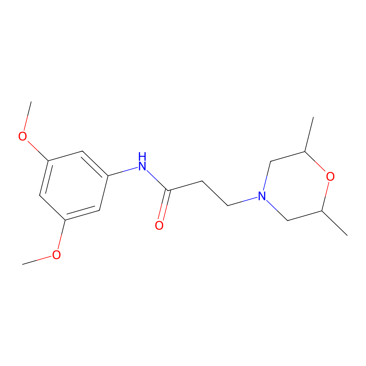 N-(3,5-dimethoxyphenyl)-3-(2,6-dimethylmorpholin-4-yl)propanamide molecular structure, CAS 462616-21-3