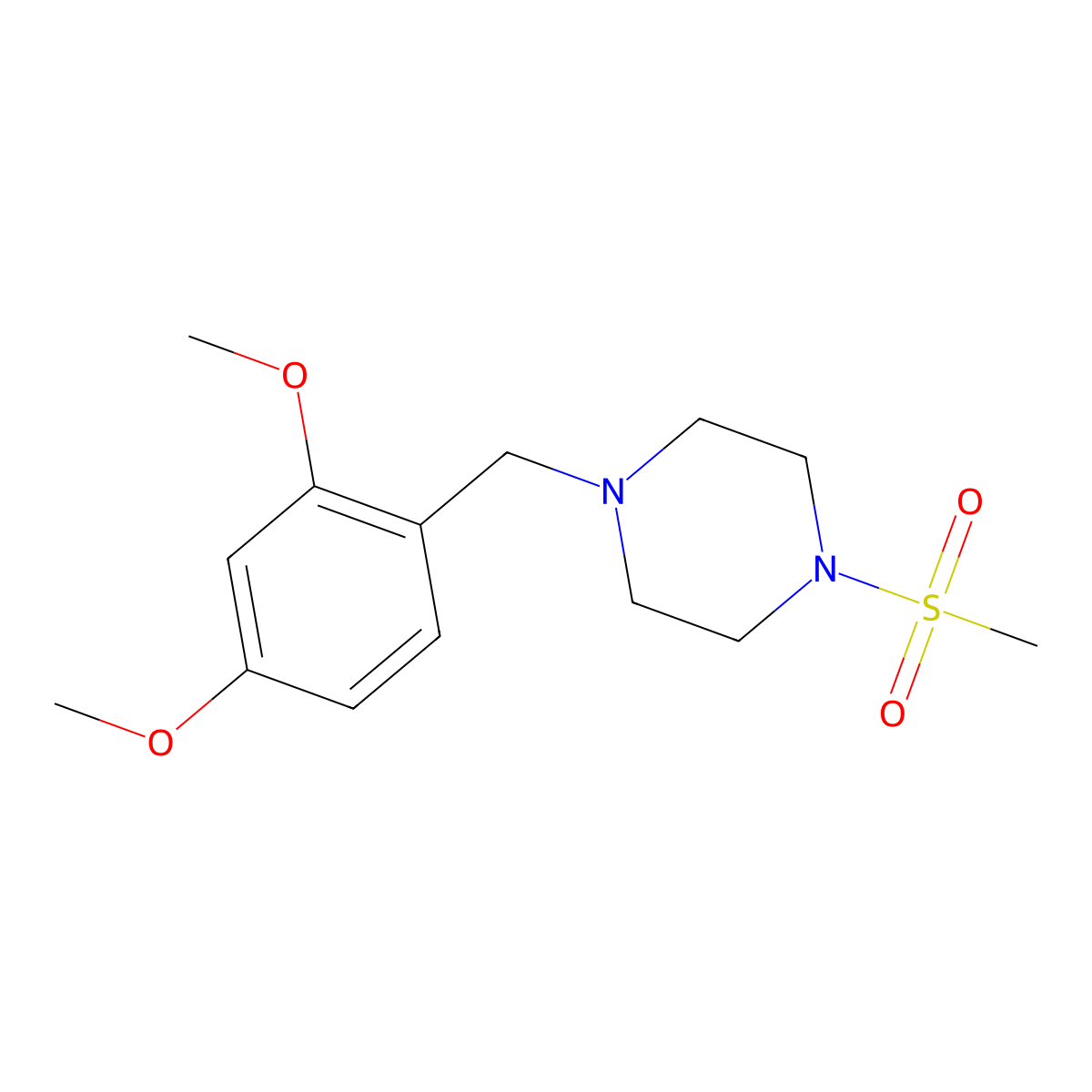 1-(2,4-Dimethoxybenzyl)-4-(methylsulfonyl)piperazine molecular structure, CAS 462616-32-6