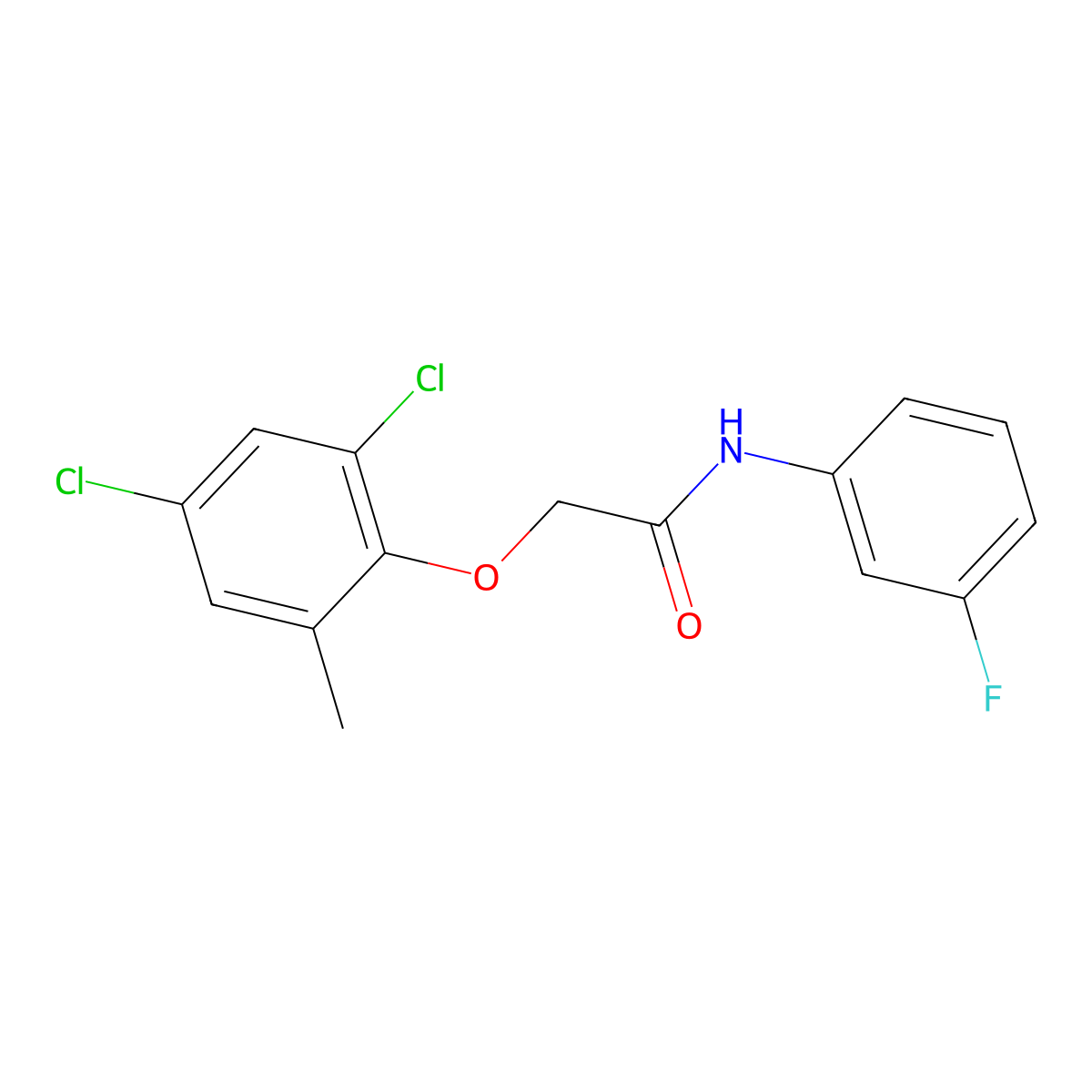2-(2,4-dichloro-6-methylphenoxy)-N-(3-fluorophenyl)acetamide molecular structure, CAS 462616-88-2