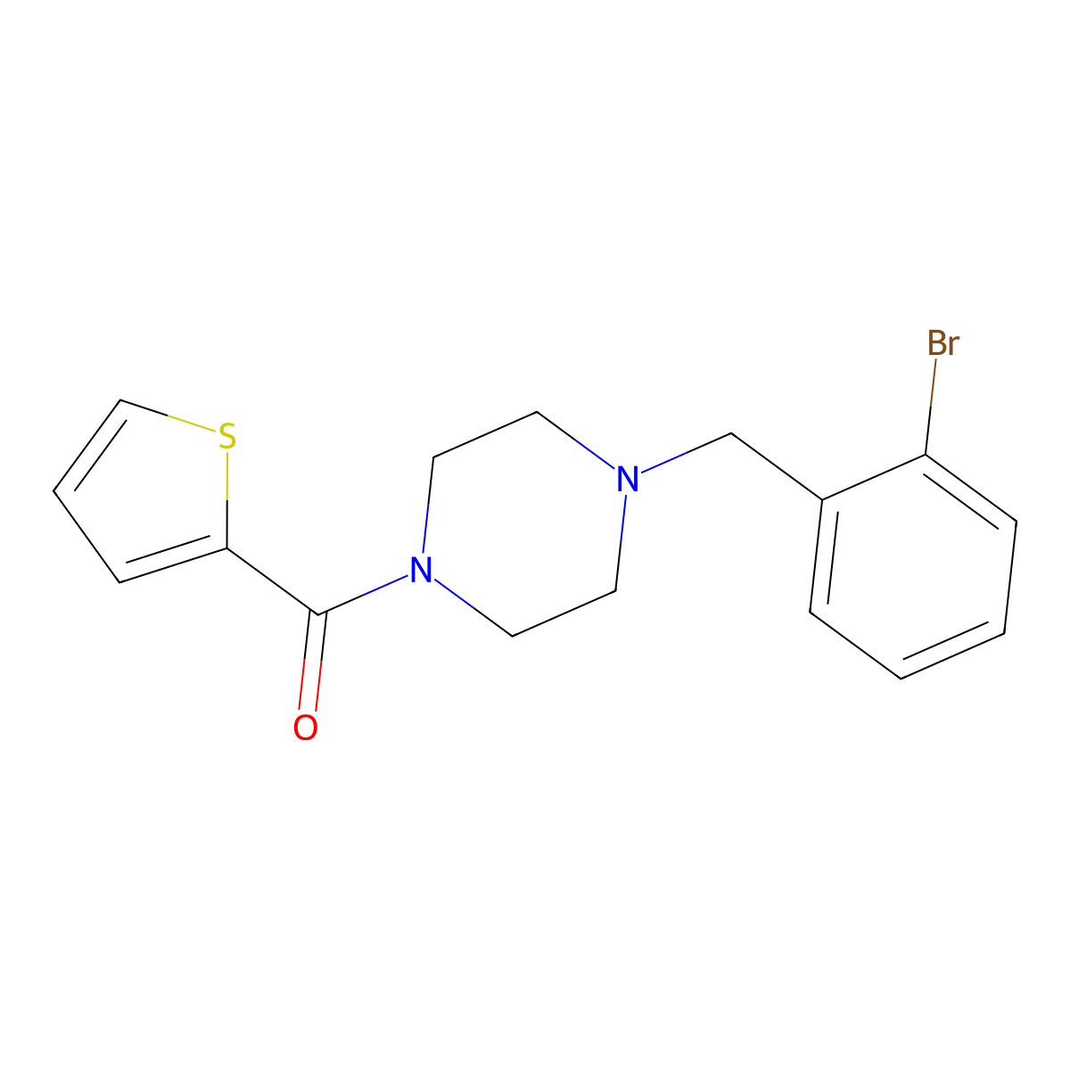 1-(2-Bromobenzyl)-4-(2-thienylcarbonyl)piperazine molecular structure, CAS 462616-98-4