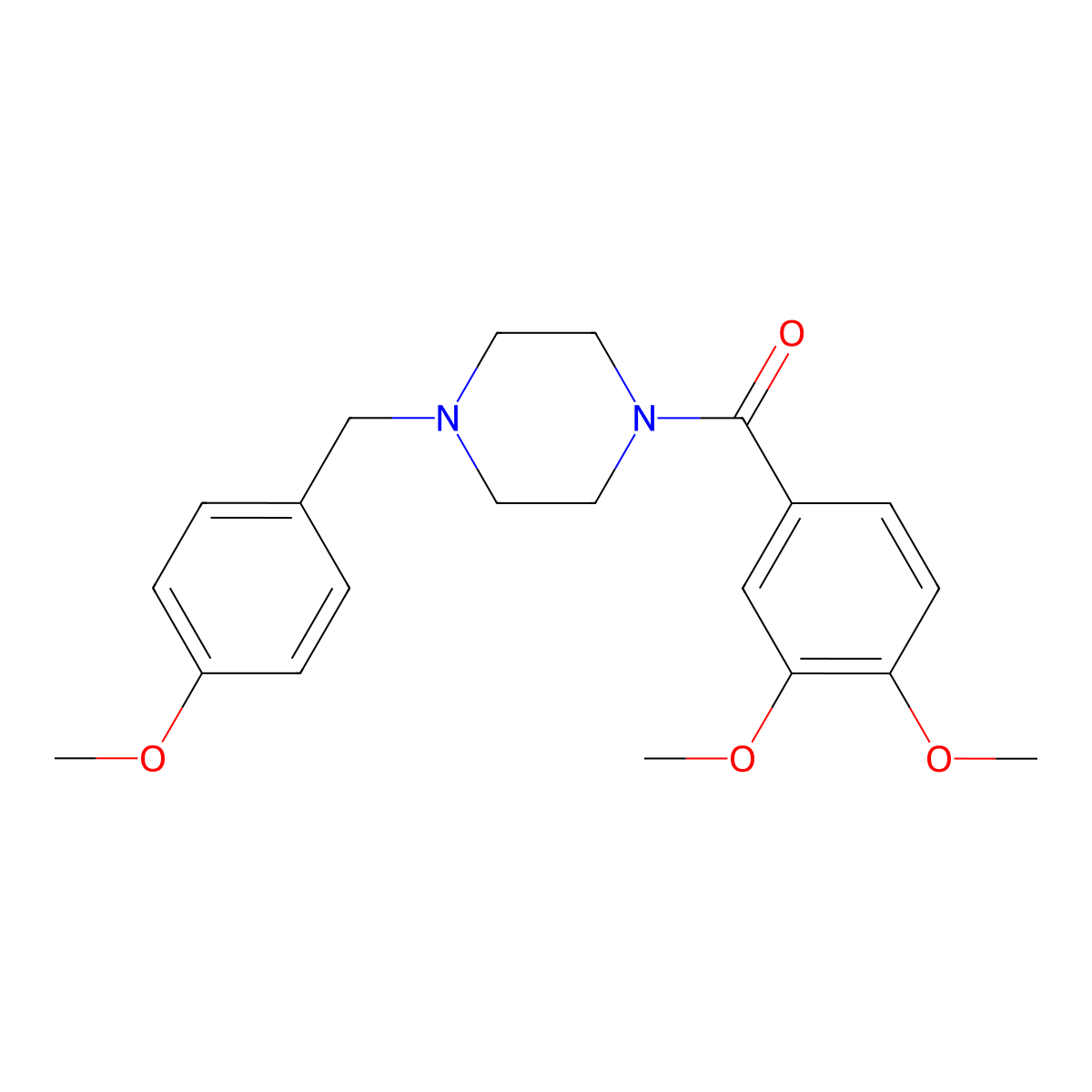 1-(3,4-Dimethoxybenzoyl)-4-(4-methoxybenzyl)piperazine molecular structure, CAS 462617-21-6